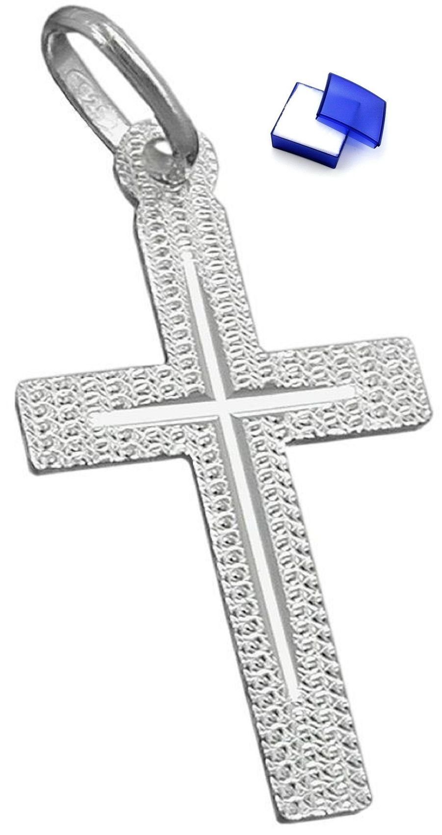 unbespielt Kreuzanhänger Kettenanhänger Anhänger Kreuz diamantiert 925 Silber 23 x 13 mm inkl. kleiner Schmuckbox, Silberschmuck für Damen und Herren