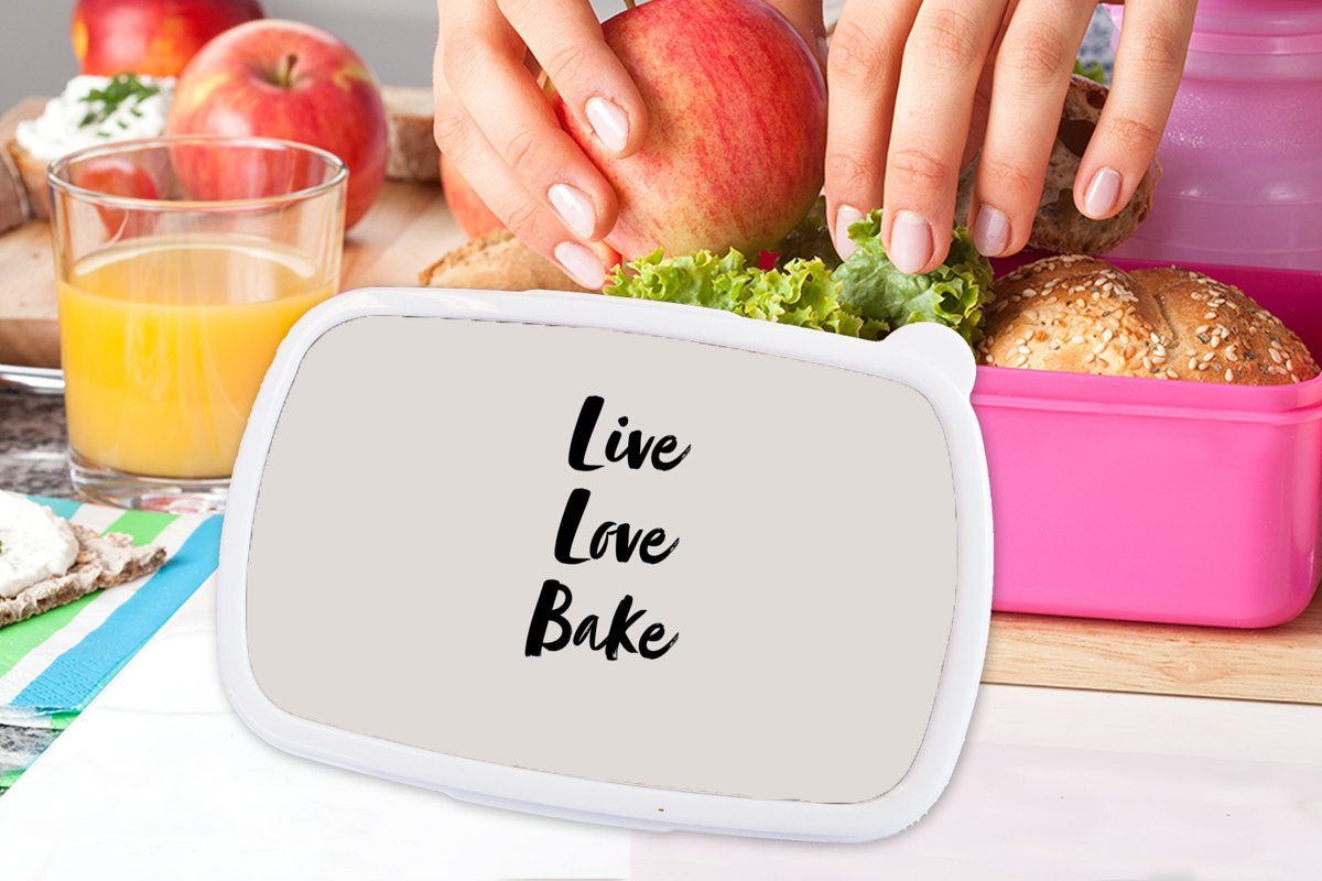 MuchoWow Lunchbox Zitate - Liebe rosa Kunststoff Brotbox (2-tlg), Leben - Sprichwörter, Erwachsene, Brotdose Backen Snackbox, für Mädchen, - Kunststoff, Liebe Kinder