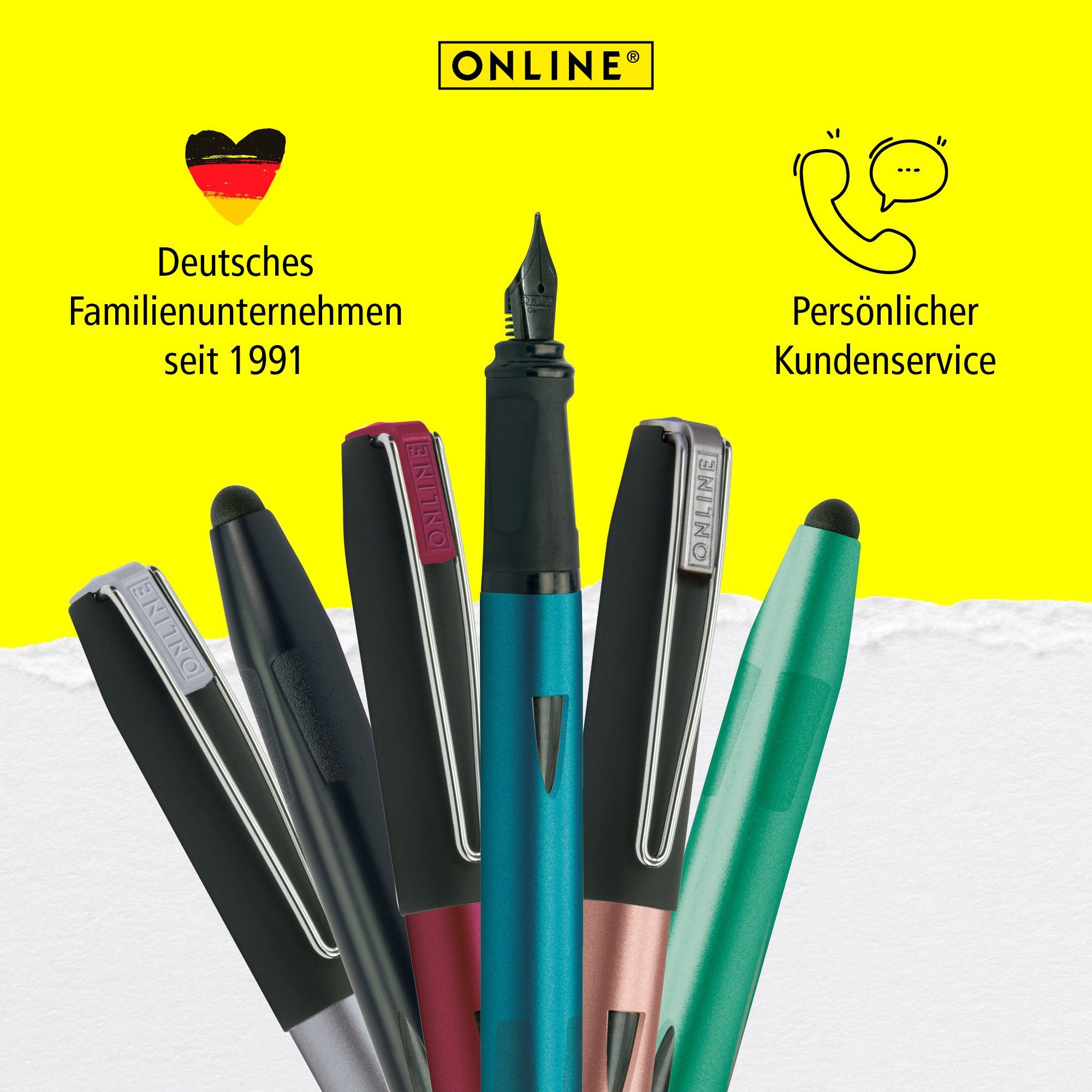 Schule, ideal für Füller ergonomisch, Pen die Online Plus, mit Rosegold Switch Stylus-Tip