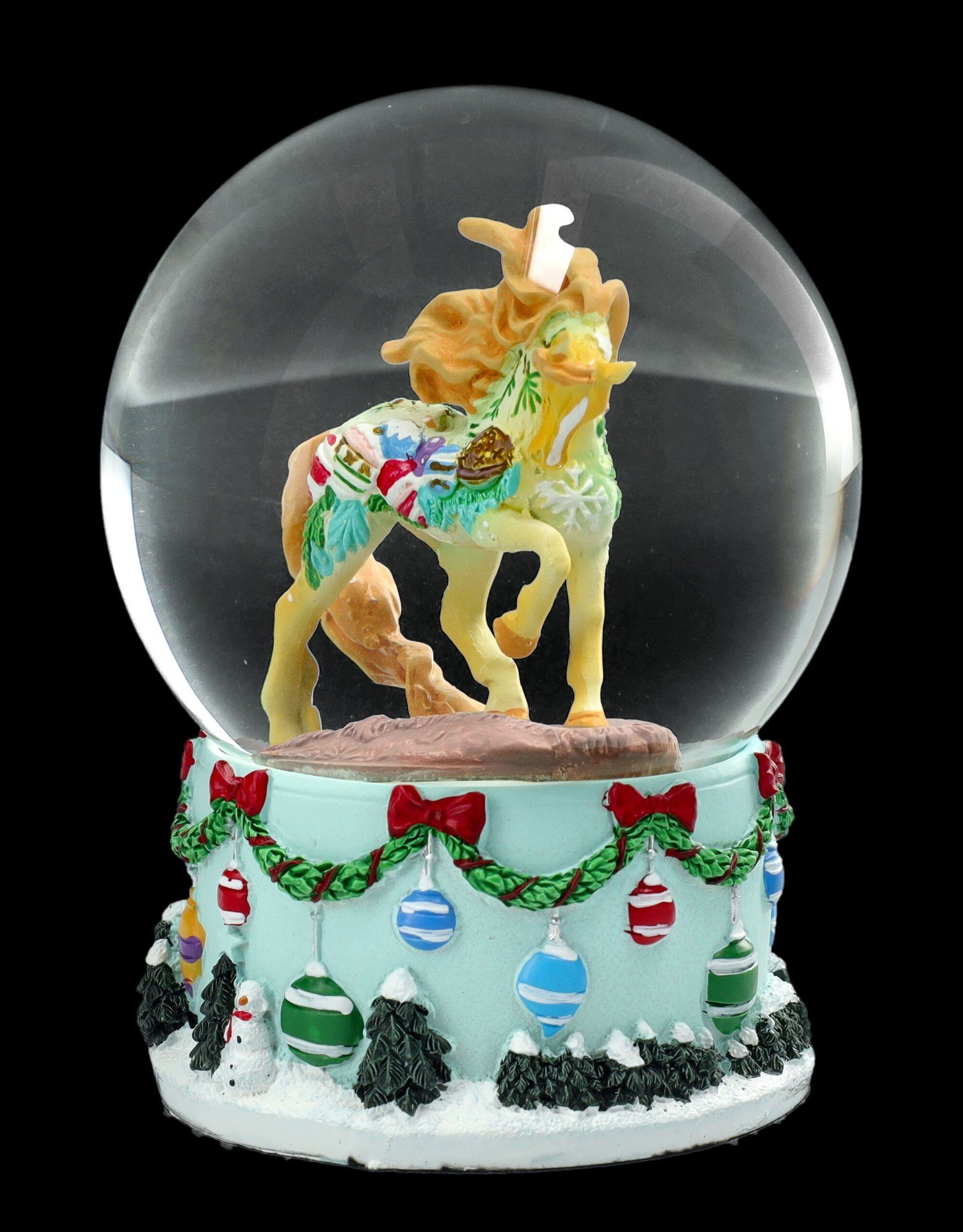 Figuren Shop GmbH Schneekugel Schneekugel Pferd - Vintage Christmas - Weihnachten Weihnachtsdeko