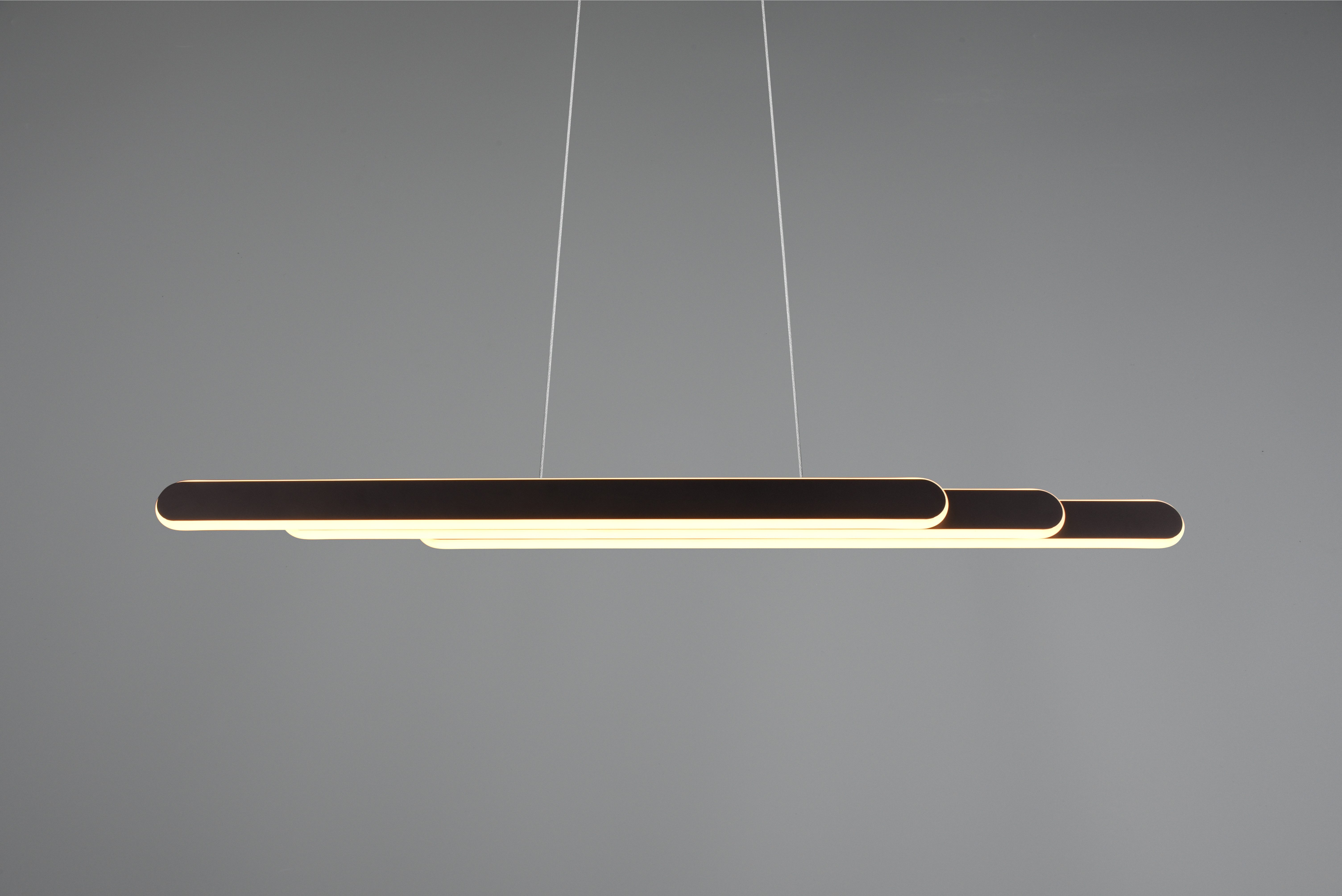 TRIO Leuchten LED Pendelleuchte HELIOS, ausziehbare Hängelampe mit 3 LED Elementen 5800 Lumen CCT, Dimmfunktion, mehrere Helligkeitsstufen, LED fest integriert, Farbwechsler, warmweiß - kaltweiß, 2700-6500K, Touch Dimmer 4 Stufen, höhenverstellbar up and down Licht