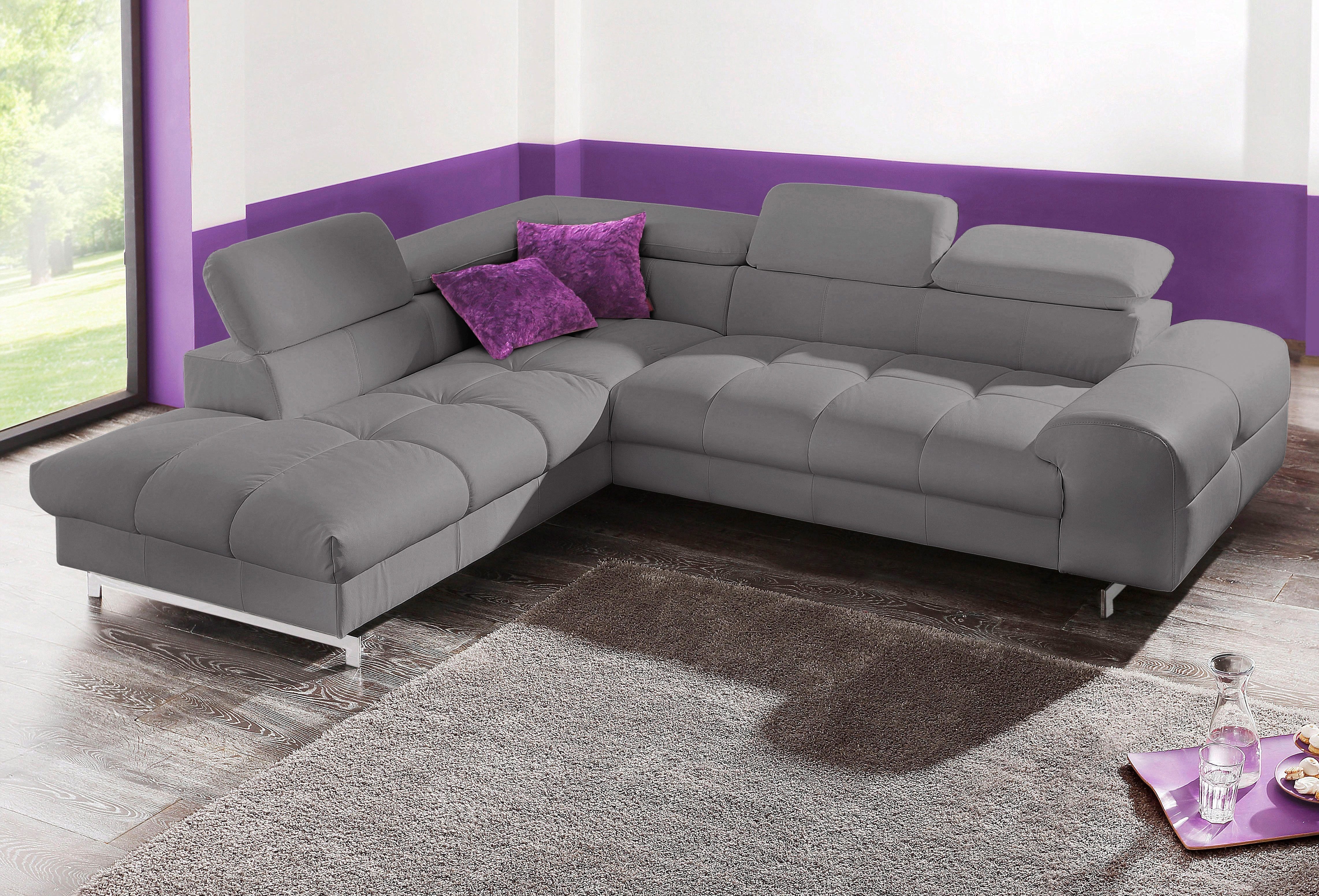 COTTA Ecksofa "Chef L-Form", mit Kopfteilverstellung, edle Metallkufen, wah günstig online kaufen