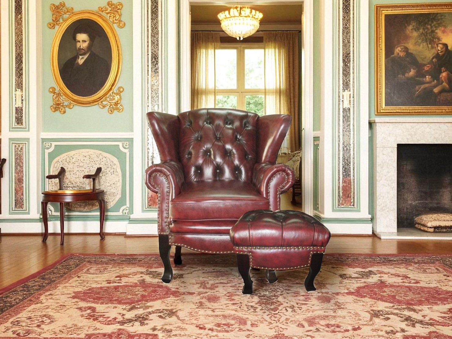 Salottini Polstergarnitur SOFORT LIEFERBAR Chesterfield Premier Sofagarnitur 3/1/Ottoman Rot, (3-tlg)