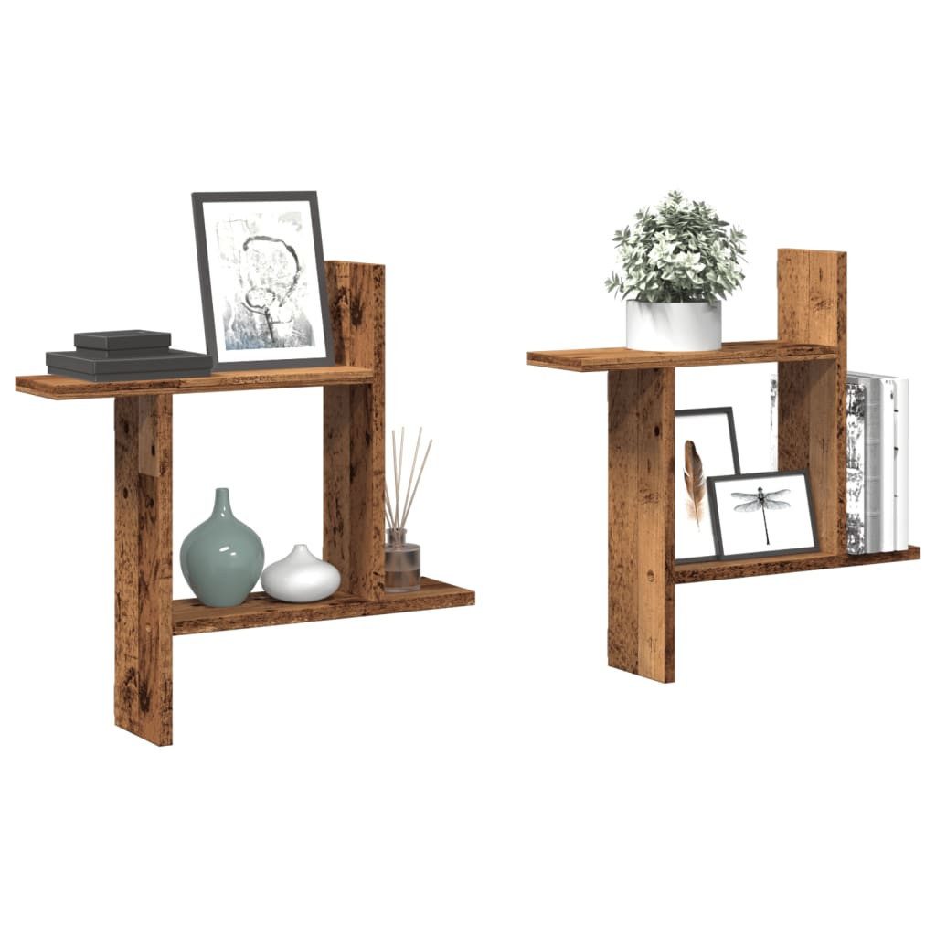 vidaXL Wandregal 50 x 12 x 50 cm Wandregale 2 Stk Altholz-Optik 50x12x50 cm Spanplatte
