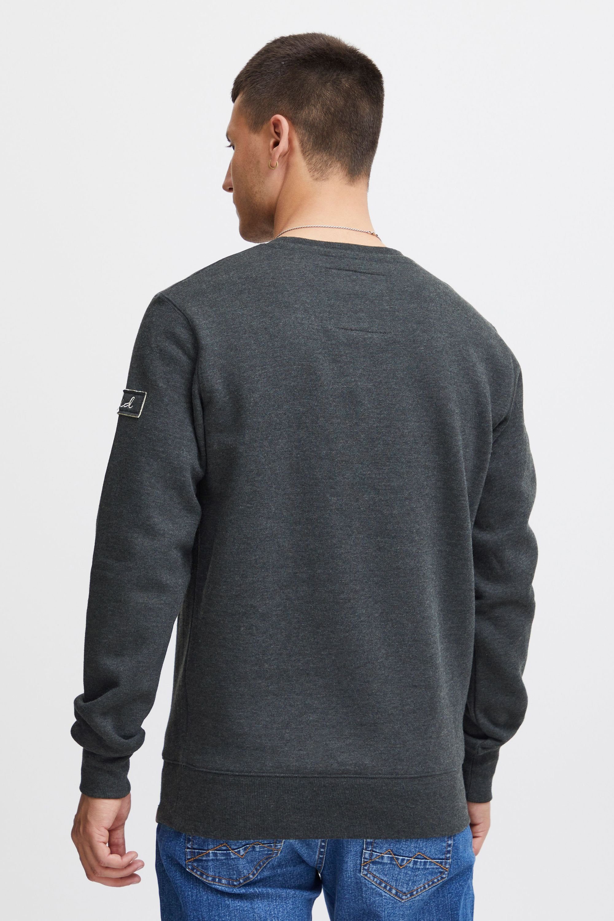 Solid Sweatshirt Grey (8288) Fleece-Innenseite Melange mit O-Neck SDTrip Sweatpullover Dark