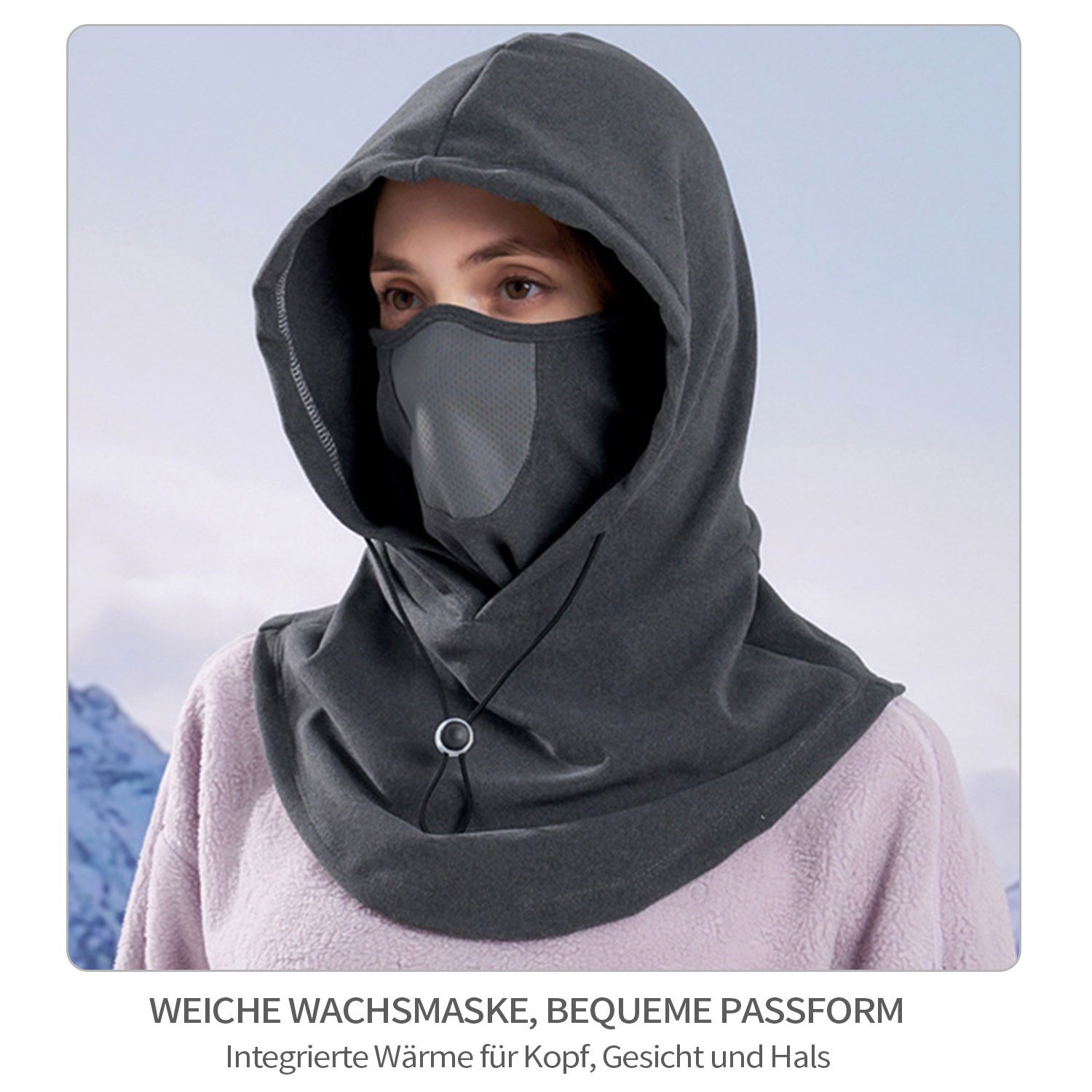 Refttenw Sturmhaube Kapuzengesichtsmaske mit Halswärmer Winddichte Winter Gesichtsmaske für Damen und Herren, für Radfahrer