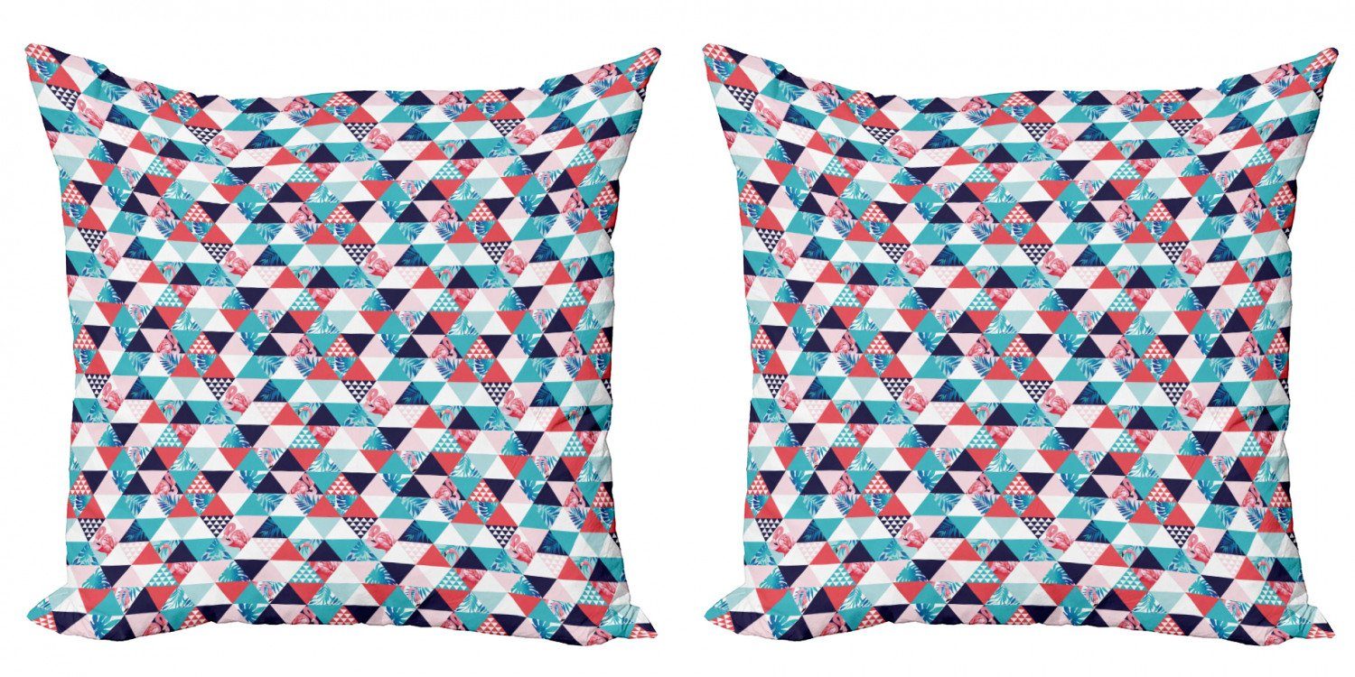 Kissenbezüge Modern Accent Doppelseitiger Digitaldruck, Abakuhaus (2 Stück), Flamingo Triangles Strand Mosaic