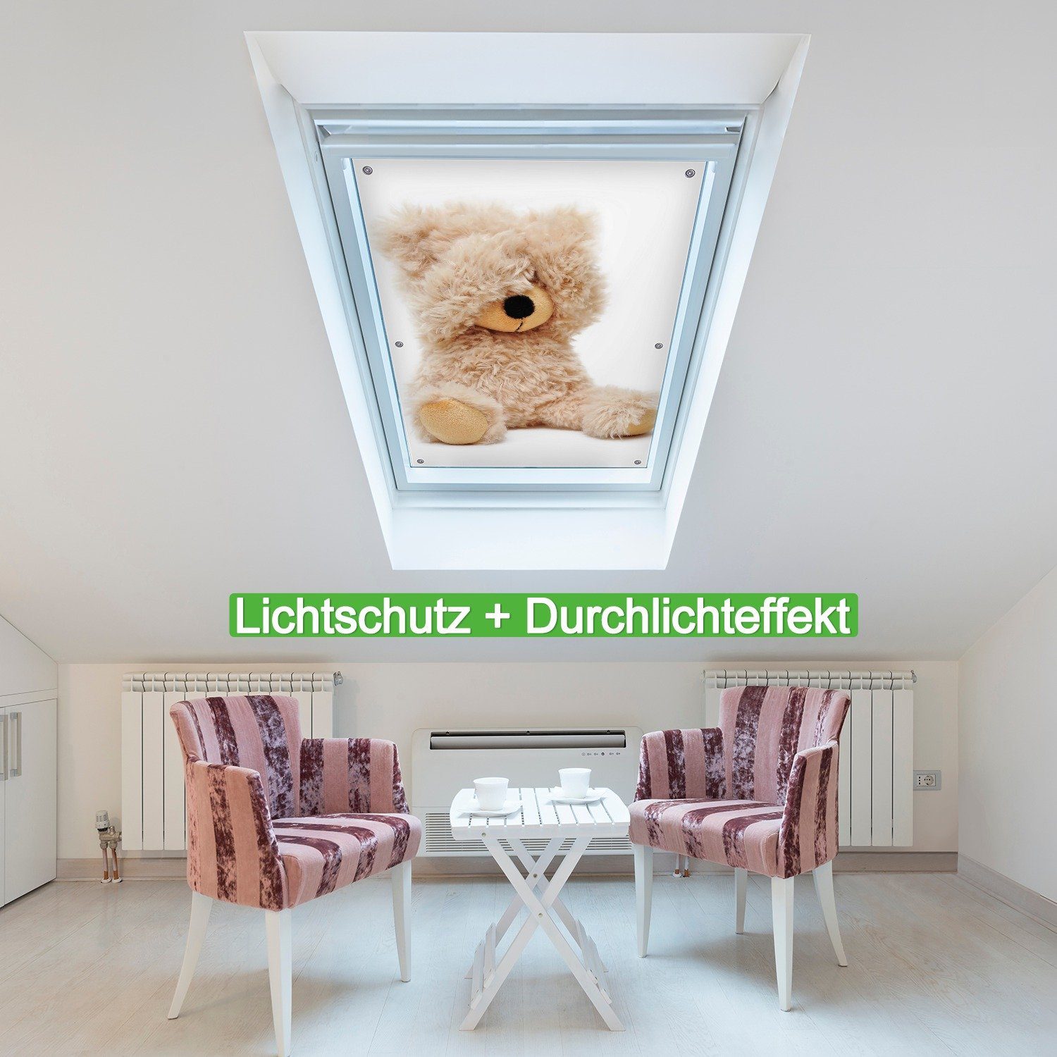 Sonnenschutz Teddybär, Süßer wiederablösbar mit und blickdicht, wiederverwendbar Wallario, Saugnäpfen,