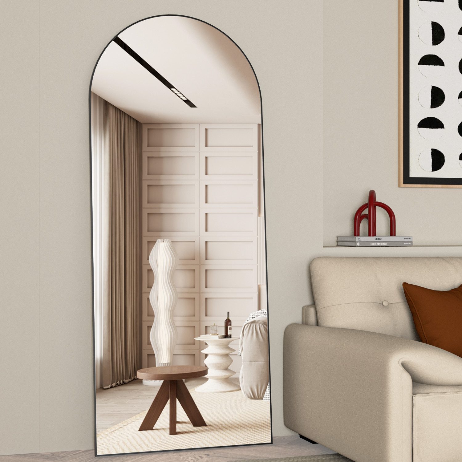 Elemango Ganzkörperspiegel gewölbter Bodenspiegel, großer Boden-Spiegel,mit günstig online kaufen