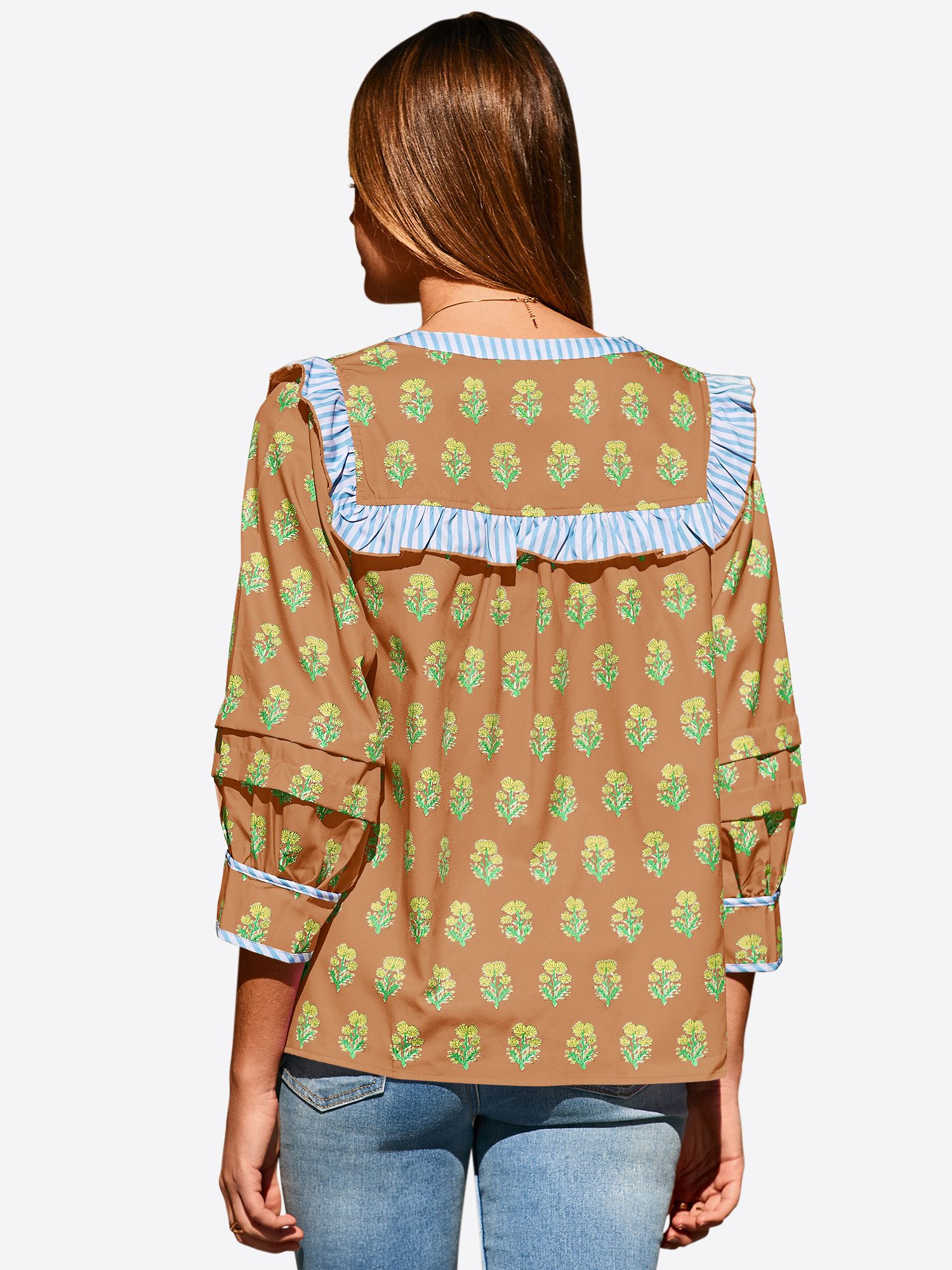 Imily Bela Blusenshirt Damen Puppenkragen Print Hemd (Packung, 1-tlg., 1per günstig online kaufen
