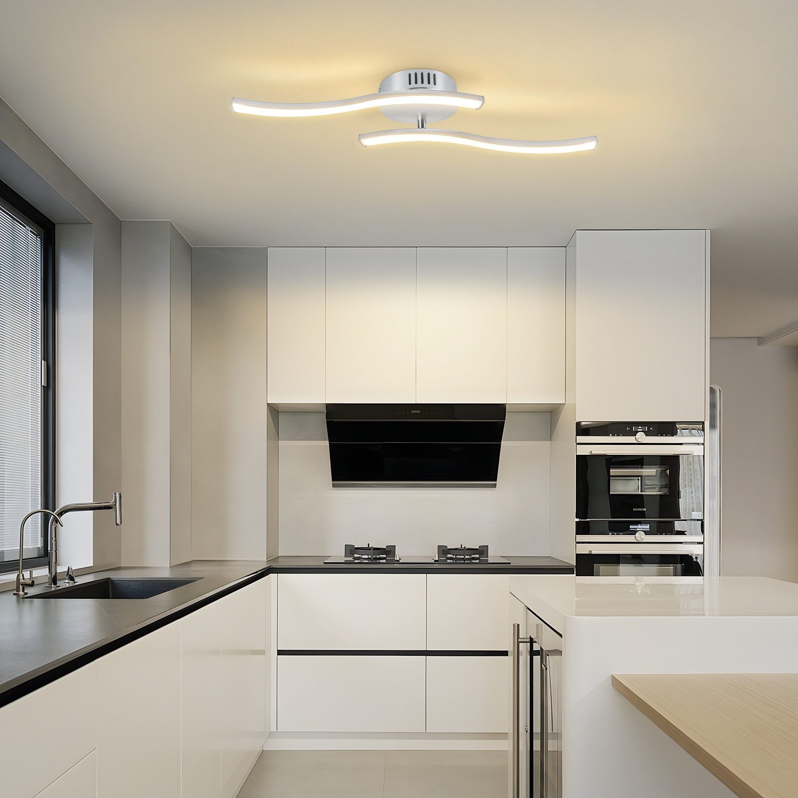 Nettlife Deckenleuchte Modern Deckenlampe Schwarz 6W 3000K Wellen Design, LED fest integriert, Warmweiß, Schlafzimmerlampe LED Deckenbeleuchtung flimmerfrei für – Bild 4 von 5