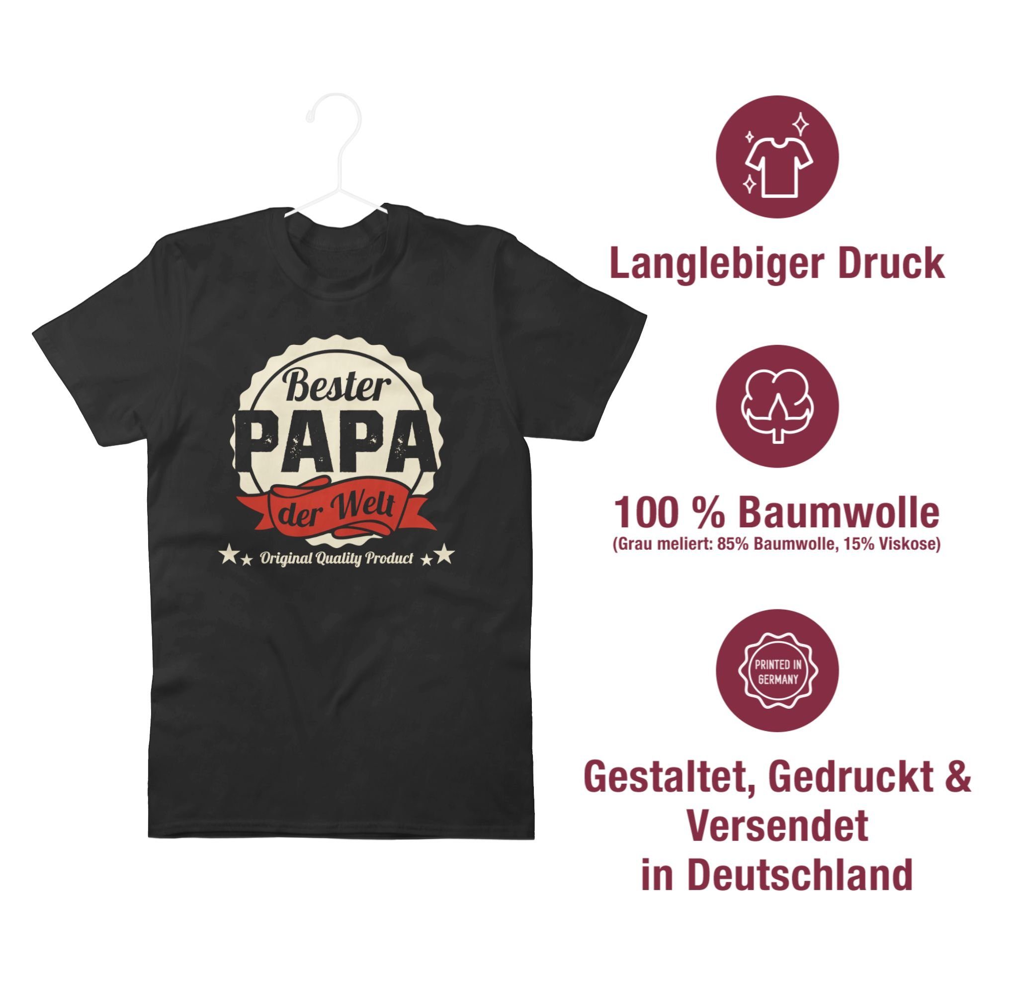 Shirtracer Welt der 02 Vatertag Schwarz Papa Geschenk Bester Papa T-Shirt für