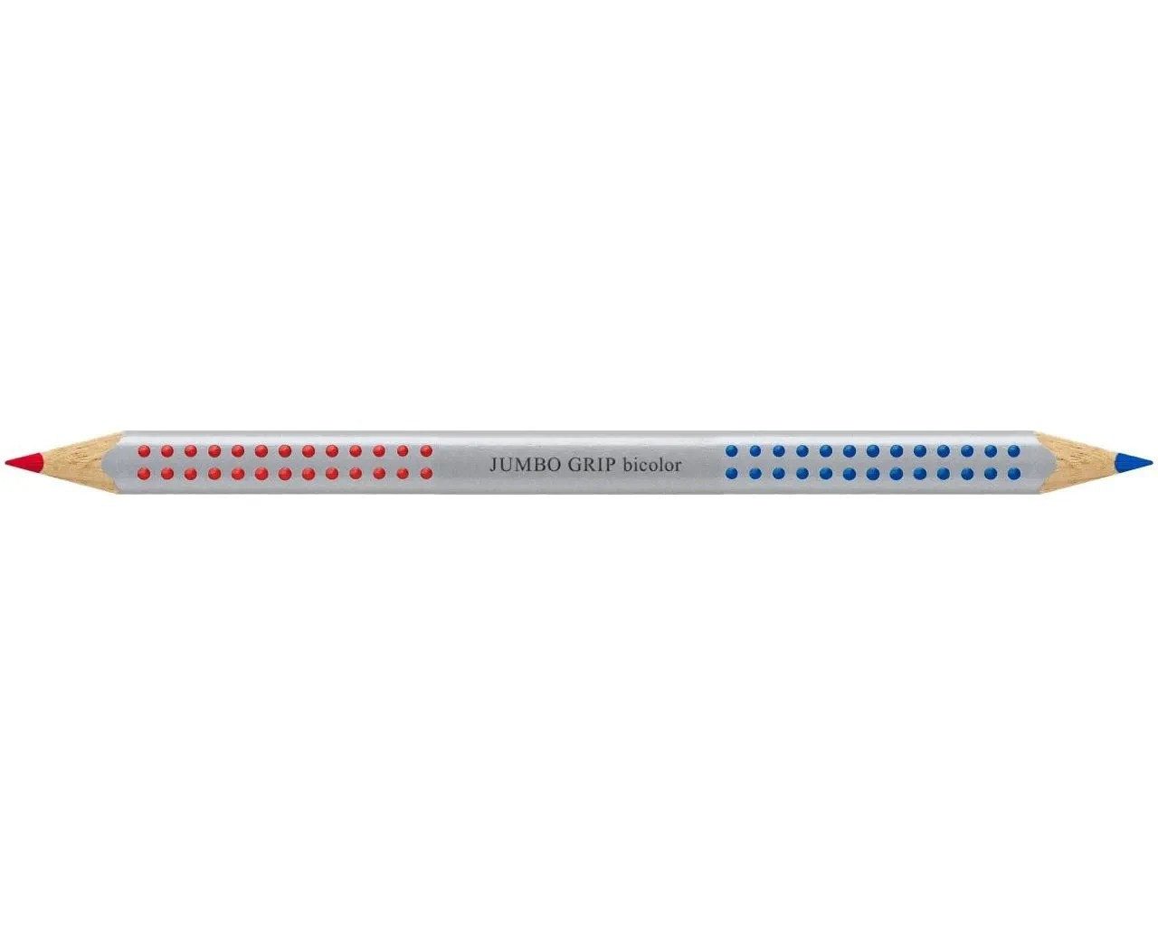 Faber-Castell Buntstift Jumbo Grip Silbentrennstift in Rot und Blau, Bruchfeste Mine