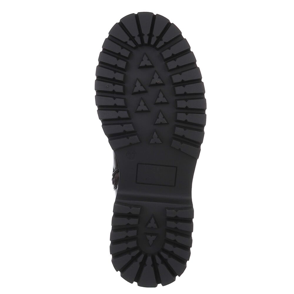 Ital-Design Robuste Damen Stiefeletten mit komfortabler Sohle Schnürstiefelette (90482428) Blockabsatz Stiefeletten in Braun