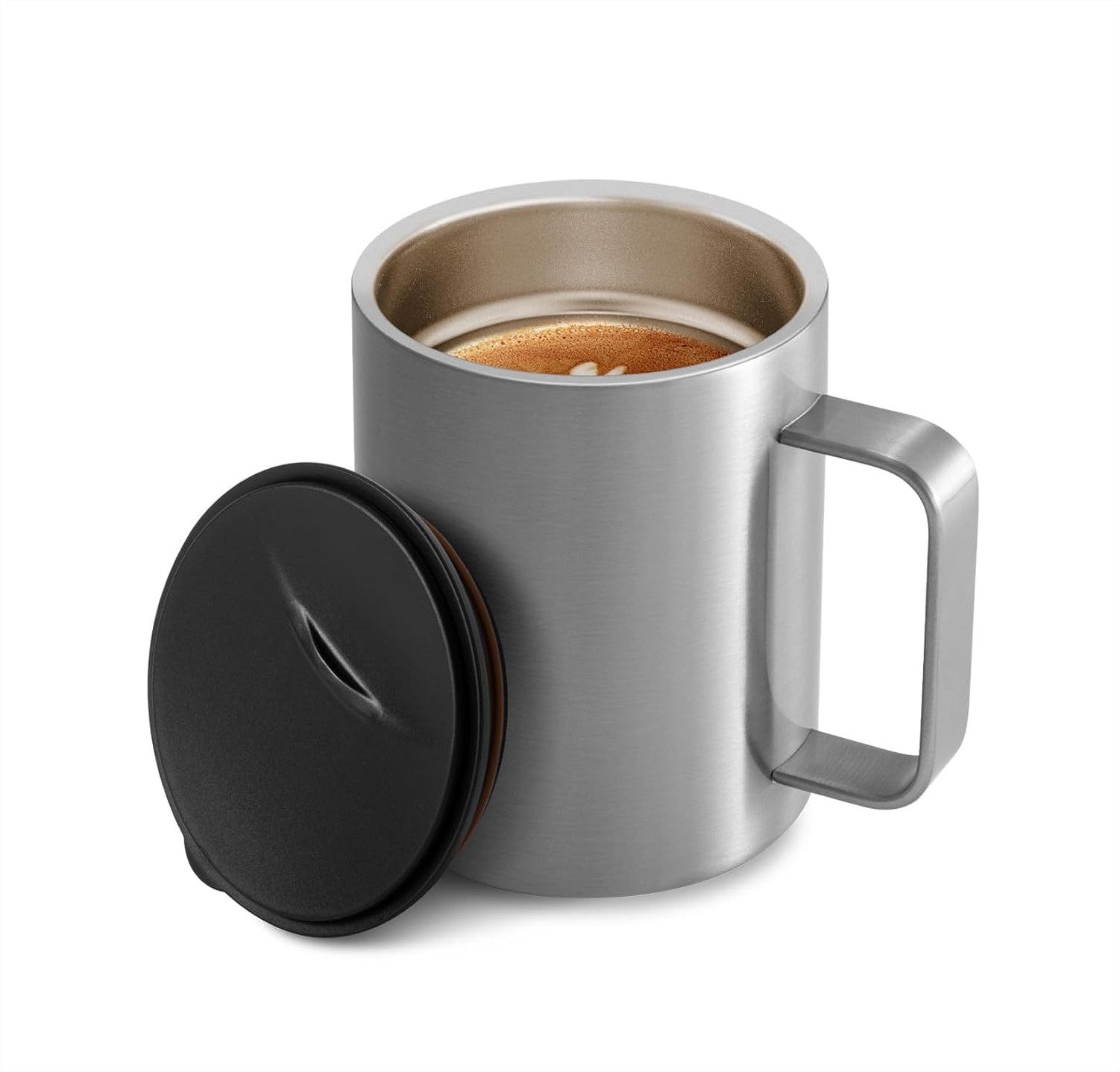 EXTSUD Thermobecher Kaffeebecher 400 ml Thermobecher Campingbecher Camp Mug, 1-tlg., Edelstahl, 316 Edelstahl Teetasse mit Henkel und Schiebedeckel