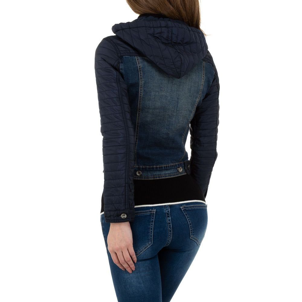 Damen Jacken Ital-Design Jeansjacke Damen Freizeit Kapuze (abnehmbar) Stretch Jeansjacke in Dunkelblau