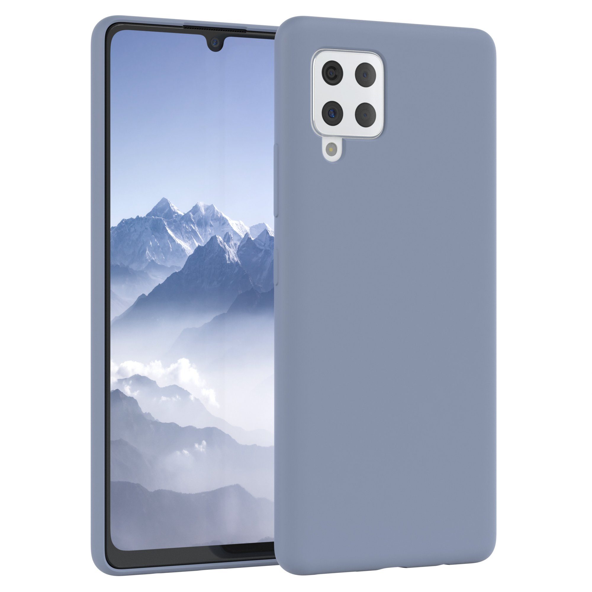 EAZY CASE Handyhülle Premium Silikon Case für Samsung Galaxy A42 5G 6,6 Zoll, Hülle mit Kameraschutz Bumper Case stoßfest Handy Softcase Eis Blau