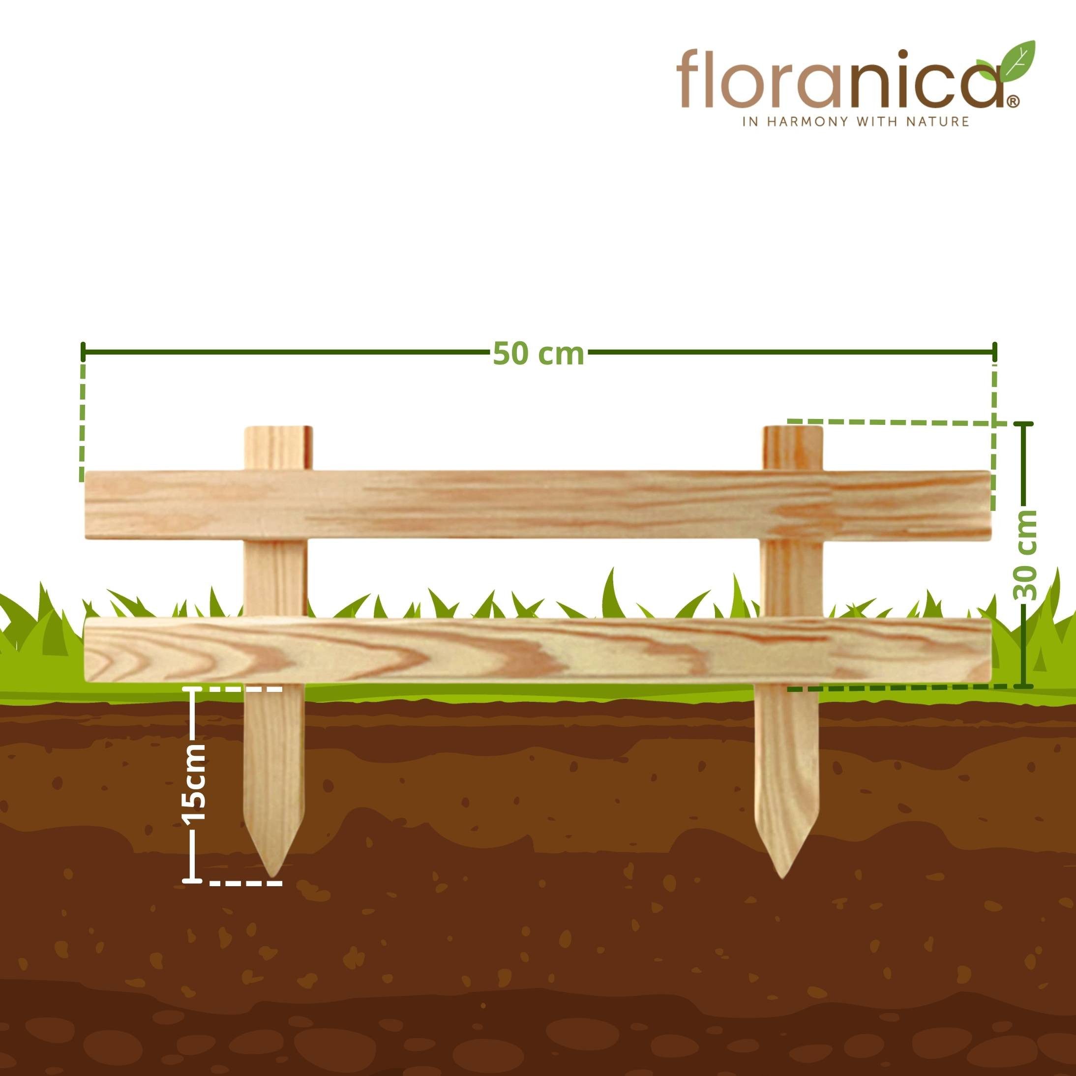 Floranica Zierzaun Kleiner Gartenzaun Mini Steckzaun Zierzaun, (30 x 50 cm, 4-St., Unbehandelt), Vorgartenzaun Hofzaun Terrassenzaun Landschaftszaun