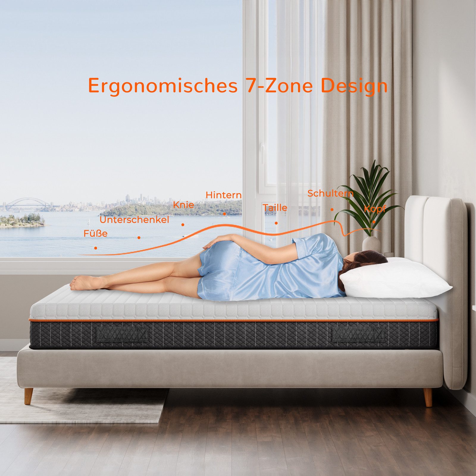 Kaltschaummatratze OUNUO 7 Zonen Matratze 90x200 cm, 140x200 cm & weitere Größen, OUNUO, 26 cm hoch, 160x200 cm