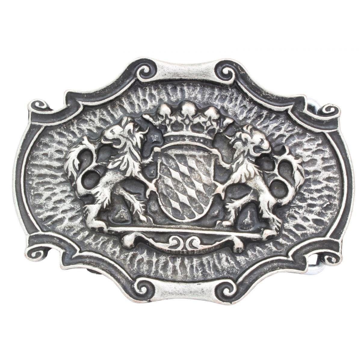 Wechselschließe Gürtelschließe BELTINGER - Gürtelschnalle Buckle mit 40mm Altsilber - cm Krone 4,0 Löwen