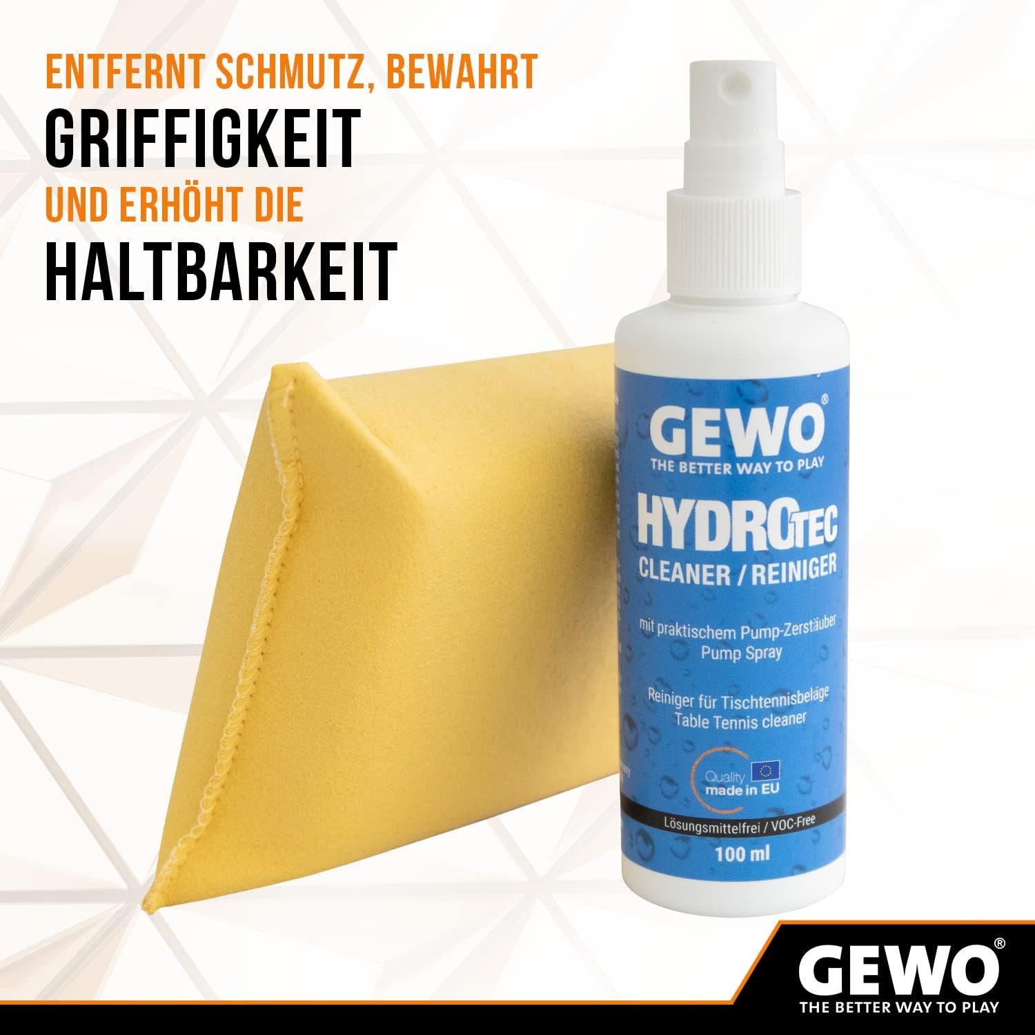 Gewo Tischtennisschläger Tischtennis Reinigunger für Beläge HydroTec, lösungsmittelfrei, 100ml