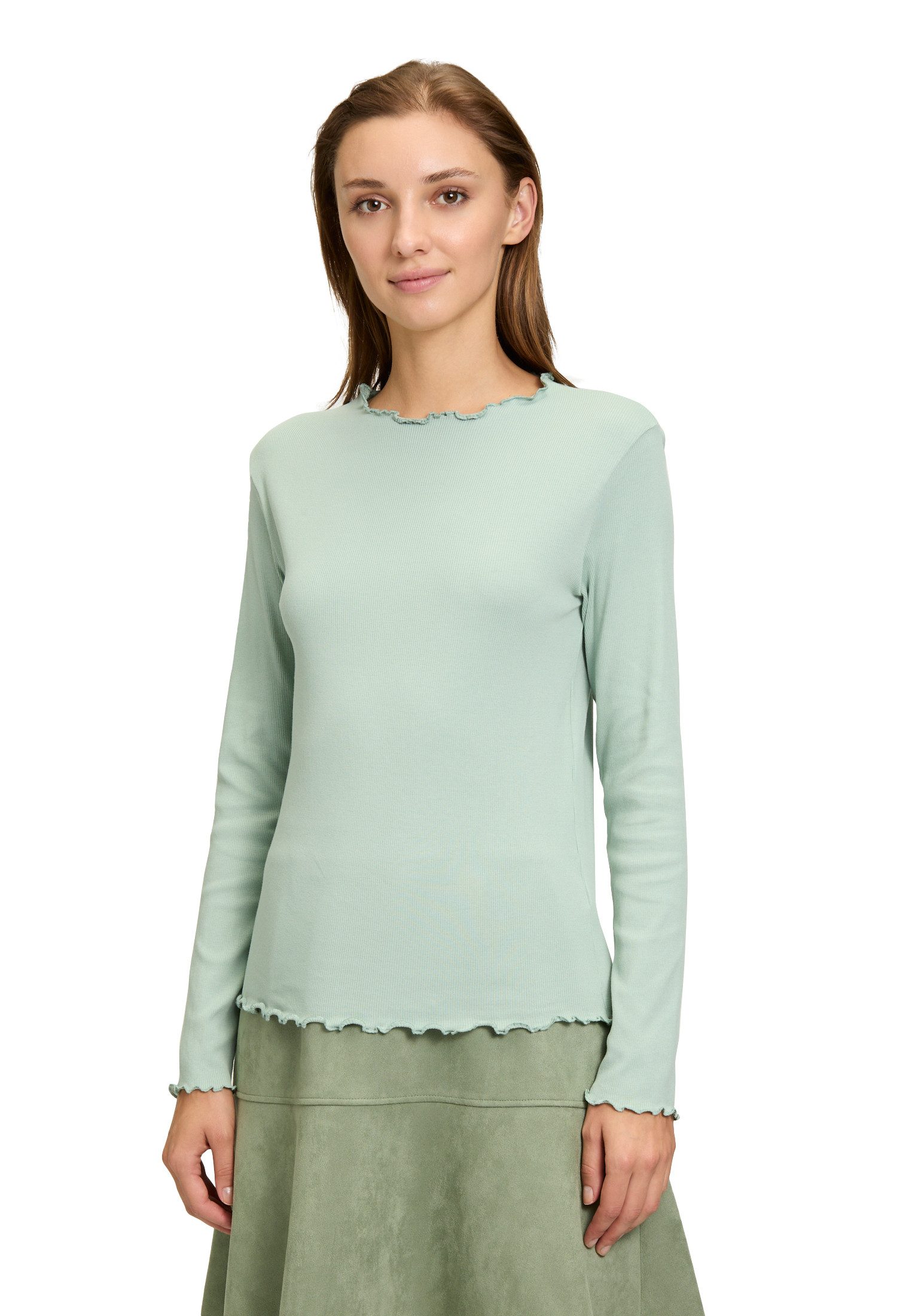 Kurzarmshirt Damen Langarm-Shirt mit Kragen