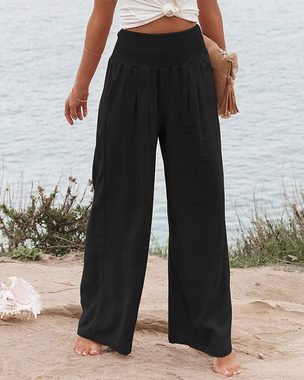 KIKI Leinenhose Fließende Sommerhose für Damen mit hoher Taille im Boho-Stil