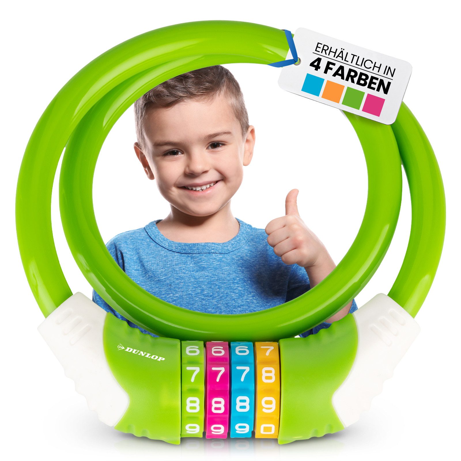 Dunlop Zahlenkettenschloss Fahrradschloss Zahlenschloss Kinder Fahrrad Schloss Sicherheitsstufe 5