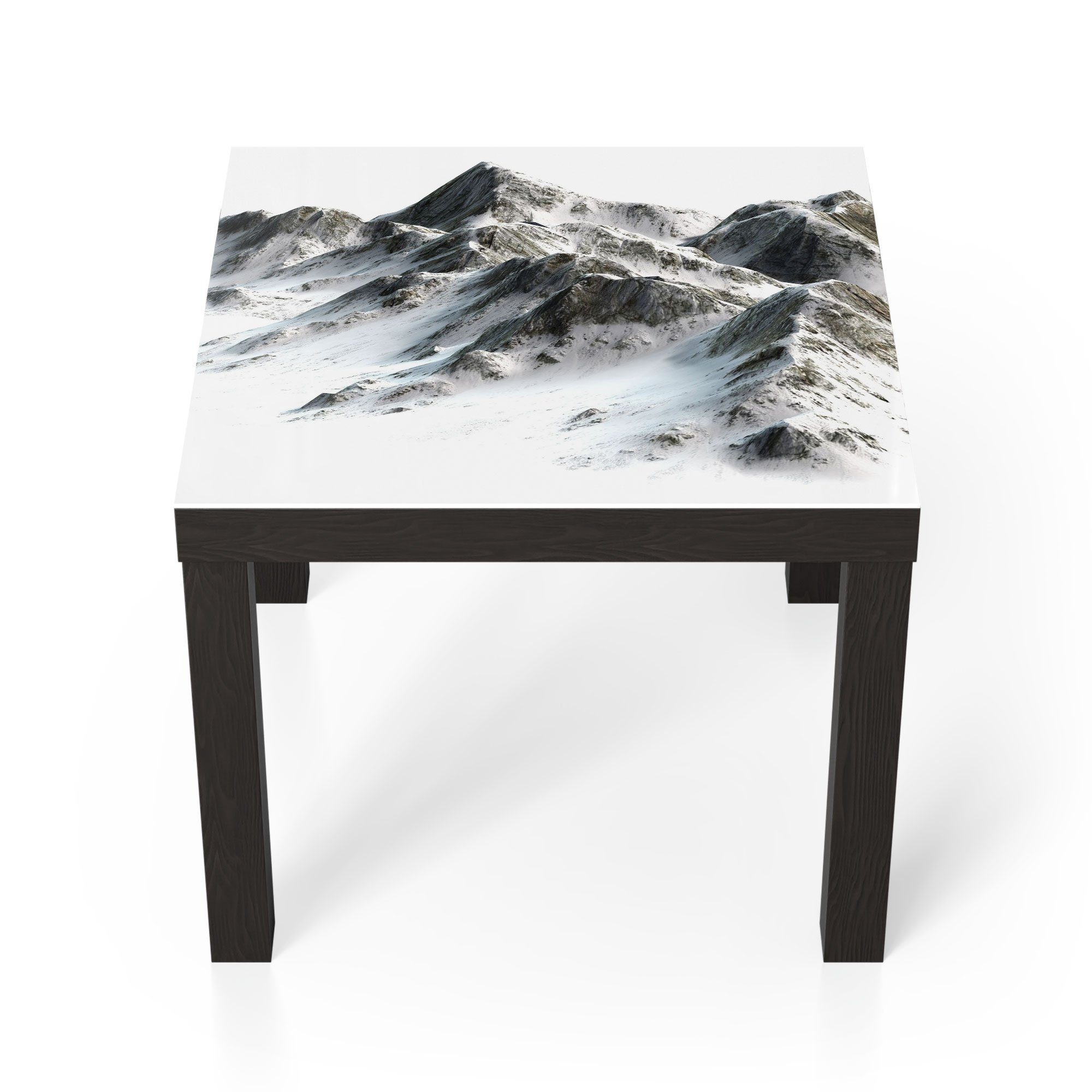 DEQORI Couchtisch 'Verschneites Bergmassiv', Glas Beistelltisch Glastisch modern Schwarz