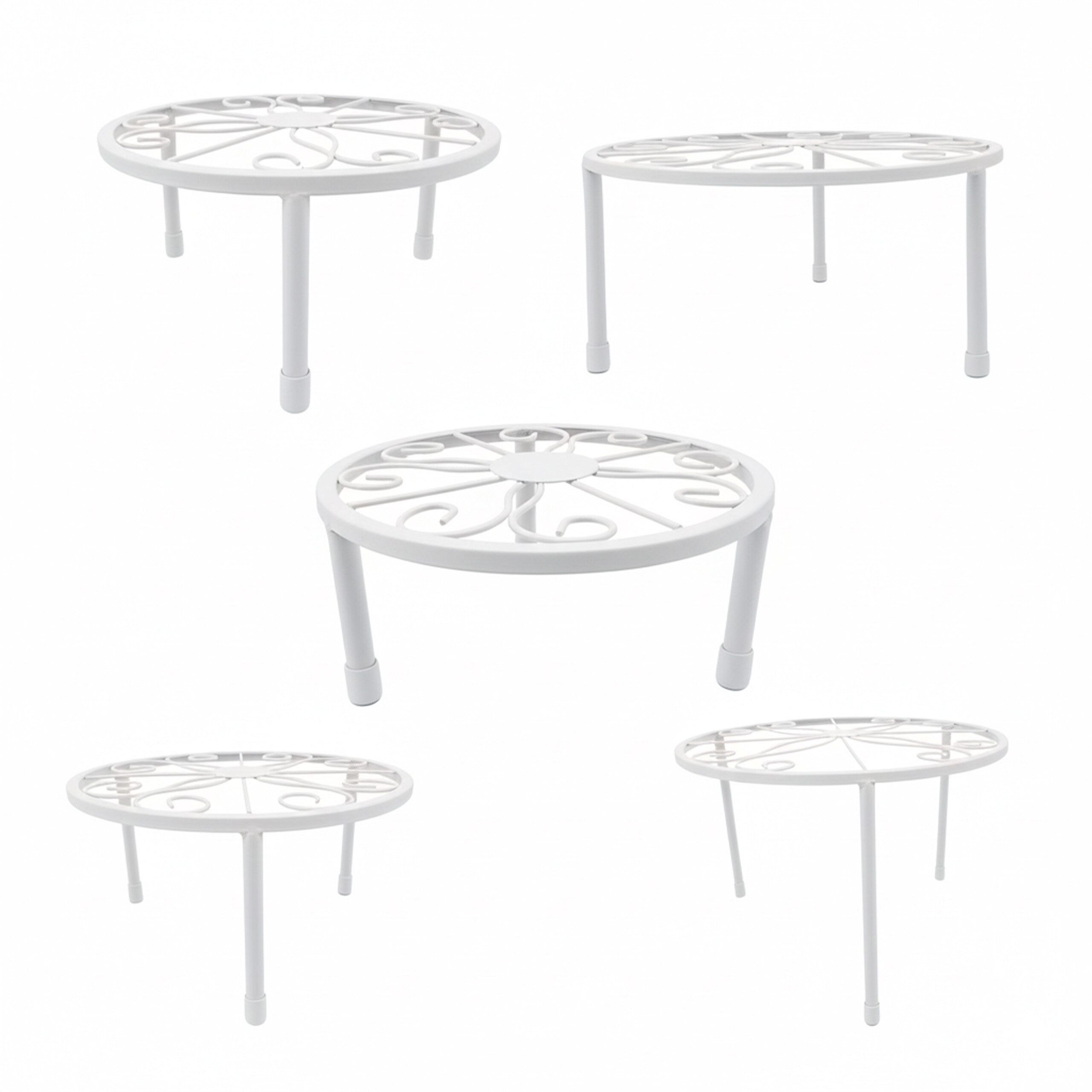 relaxdays Blumenhocker Runde Blumenständer im 5er Set (5er Set), weiß günstig online kaufen