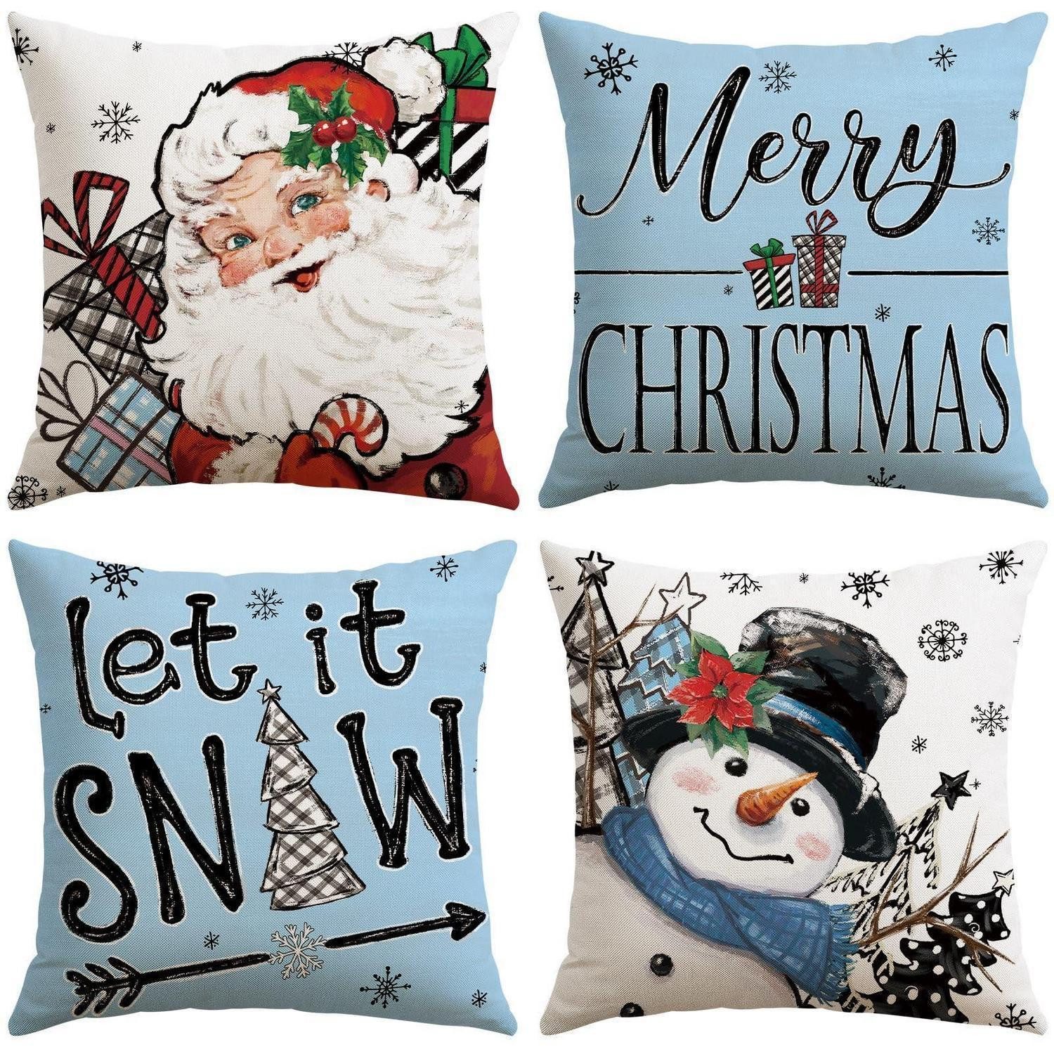 LuxusKollektion Kissenbezüge 4er Set Kissenbezüge Weihnachten 40x40cm, (4 Stück)