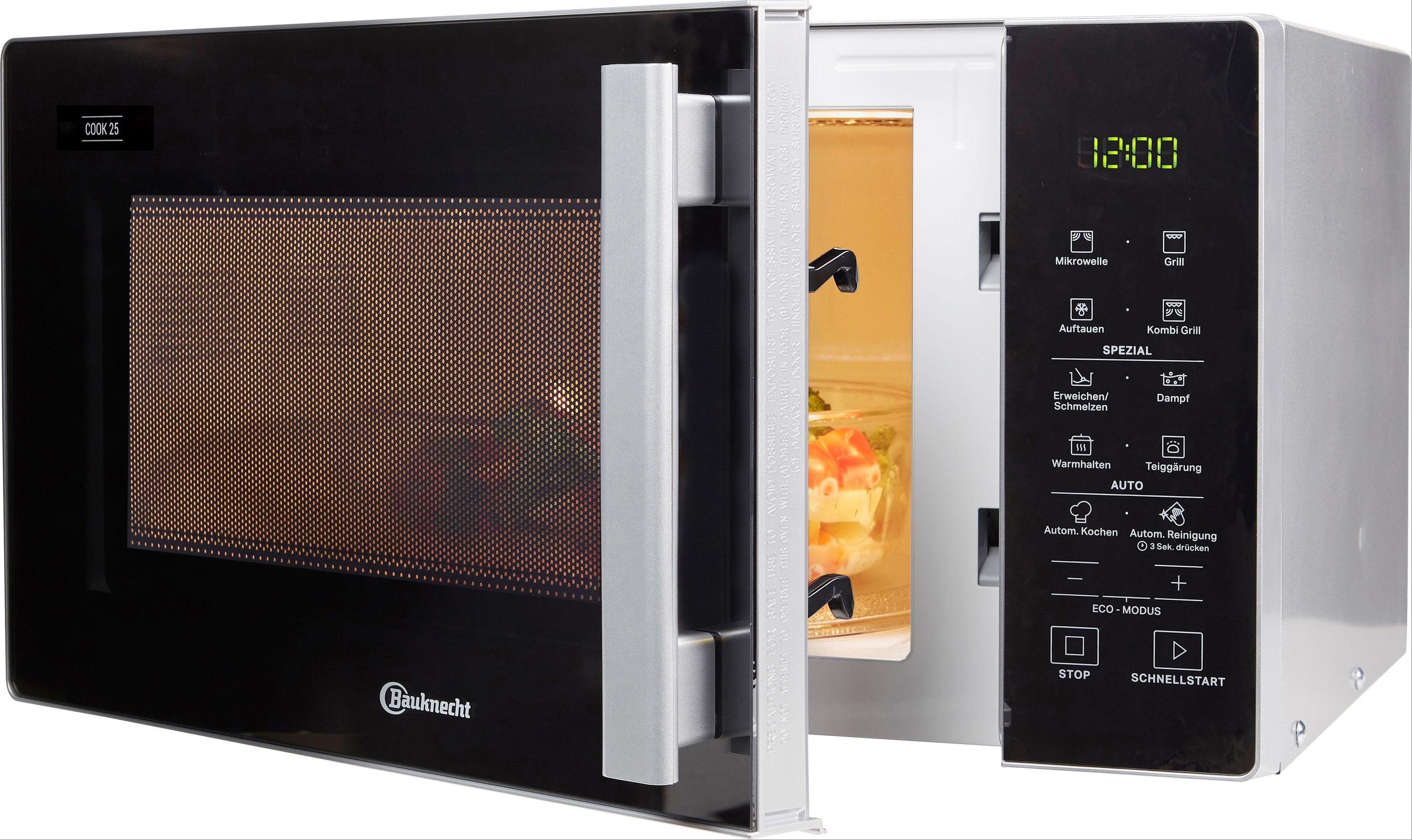 BAUKNECHT Mikrowelle MW 254 SM, Grill, 25 l, Mit Dampfgarfunktion, Grill und Automatikprogrammen