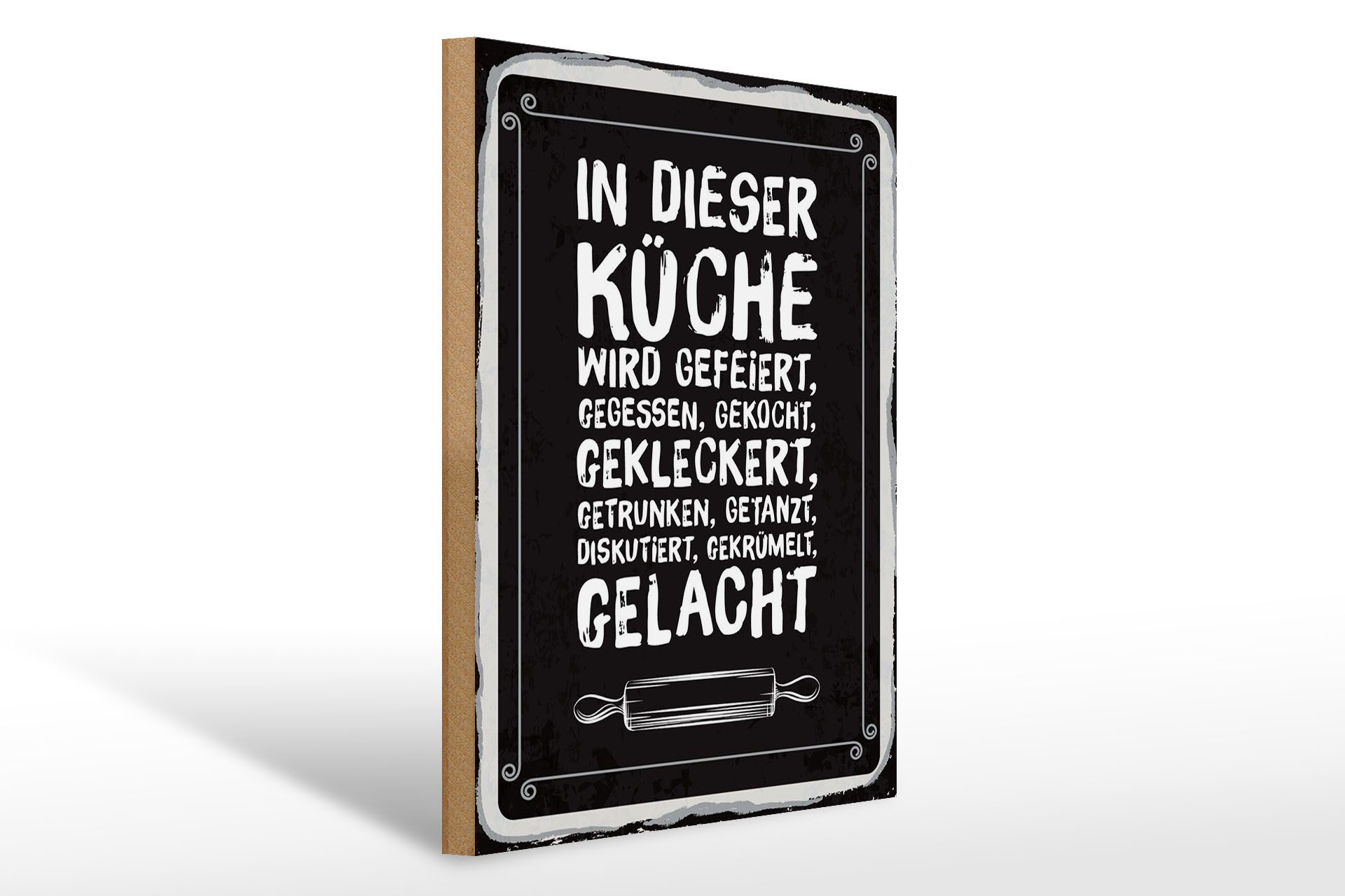 Holzbild Spruch 30x40 cm In dieser Küche wird gefeiert, gegessen, getrunken