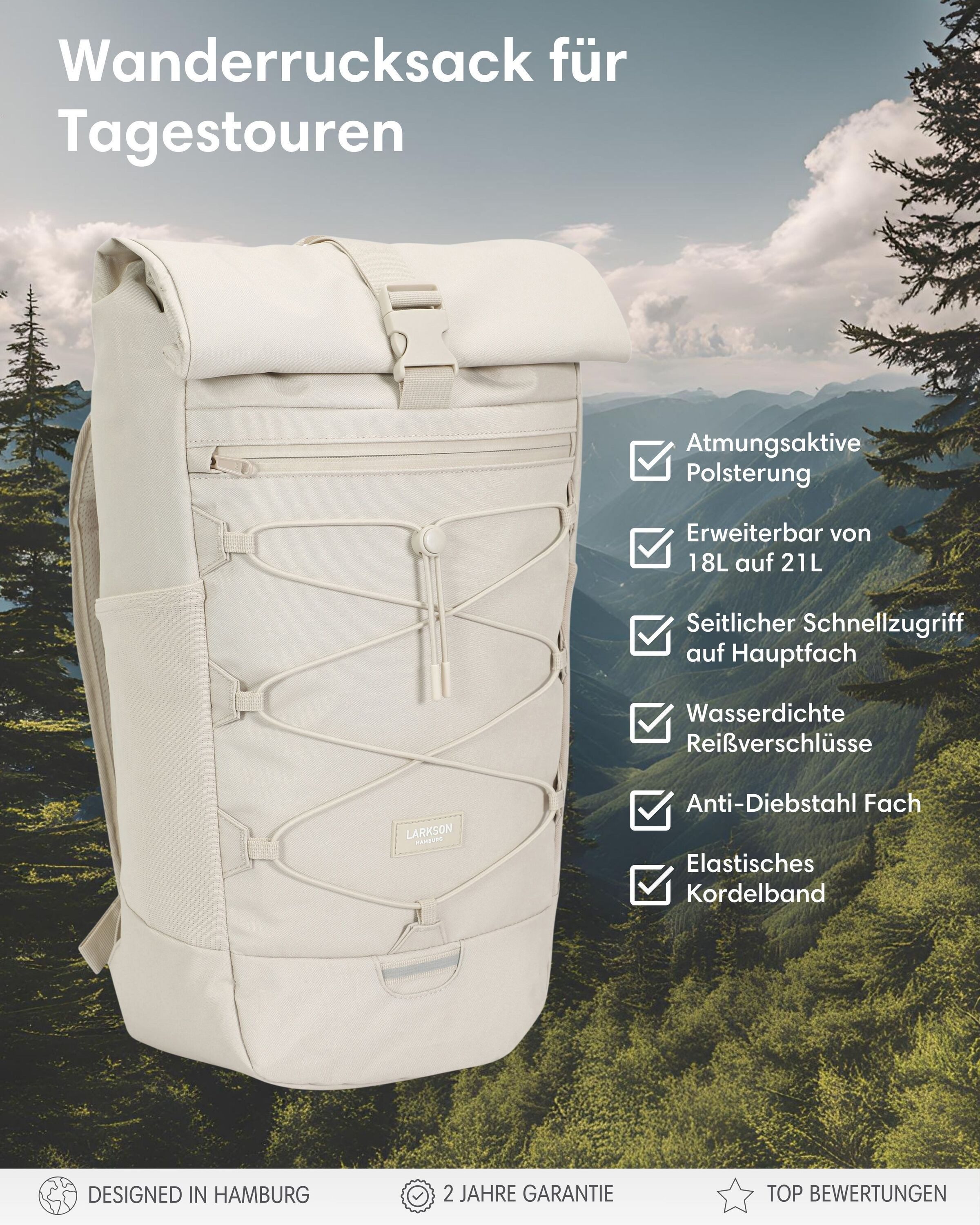 LARKSON Wanderrucksack Arvid Wanderrucksack mit Mesh-Polsterung günstig online kaufen
