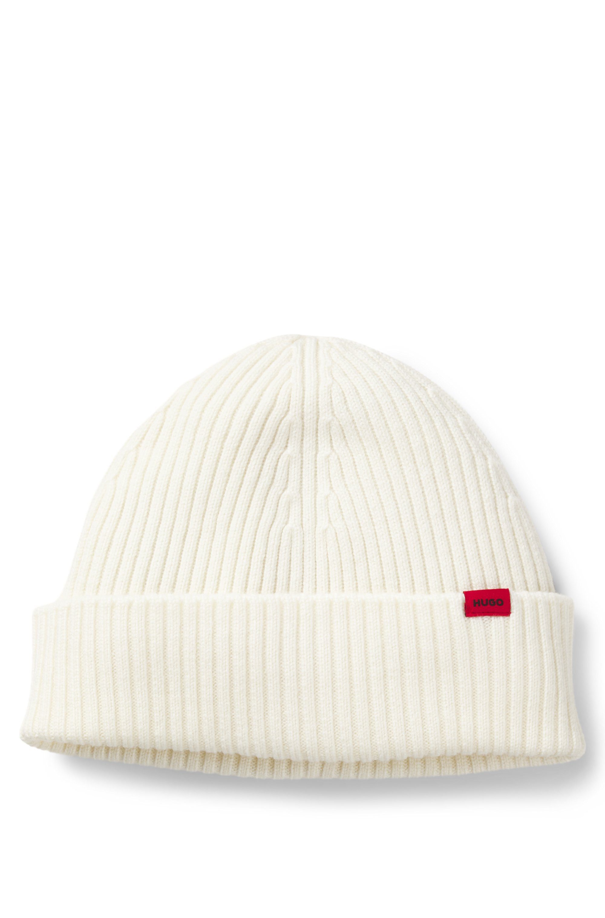 HUGO Beanie Xola mit Labelaufnäher, unisex