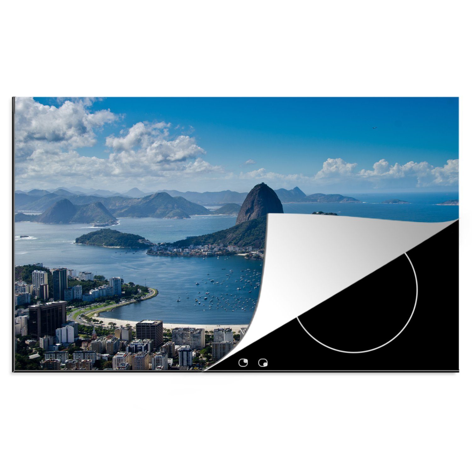 MuchoWow Herdblende-/Abdeckplatte Brasilien - Rio de Janeiro - Meer, Vinyl, (1 tlg), 81x52 cm, Induktionskochfeld Schutz für die küche, Ceranfeldabdeckung