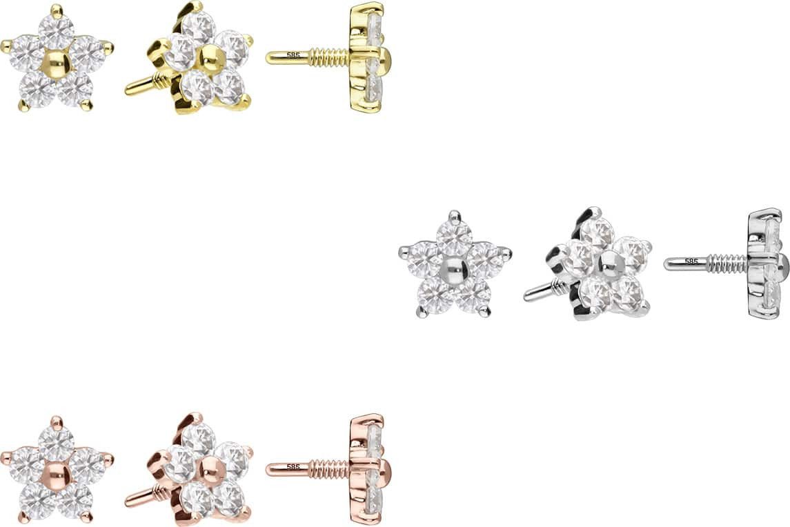 PIERCINGLINE Piercing-Set 14 Karat Gold Schraubaufsatz günstig online kaufen