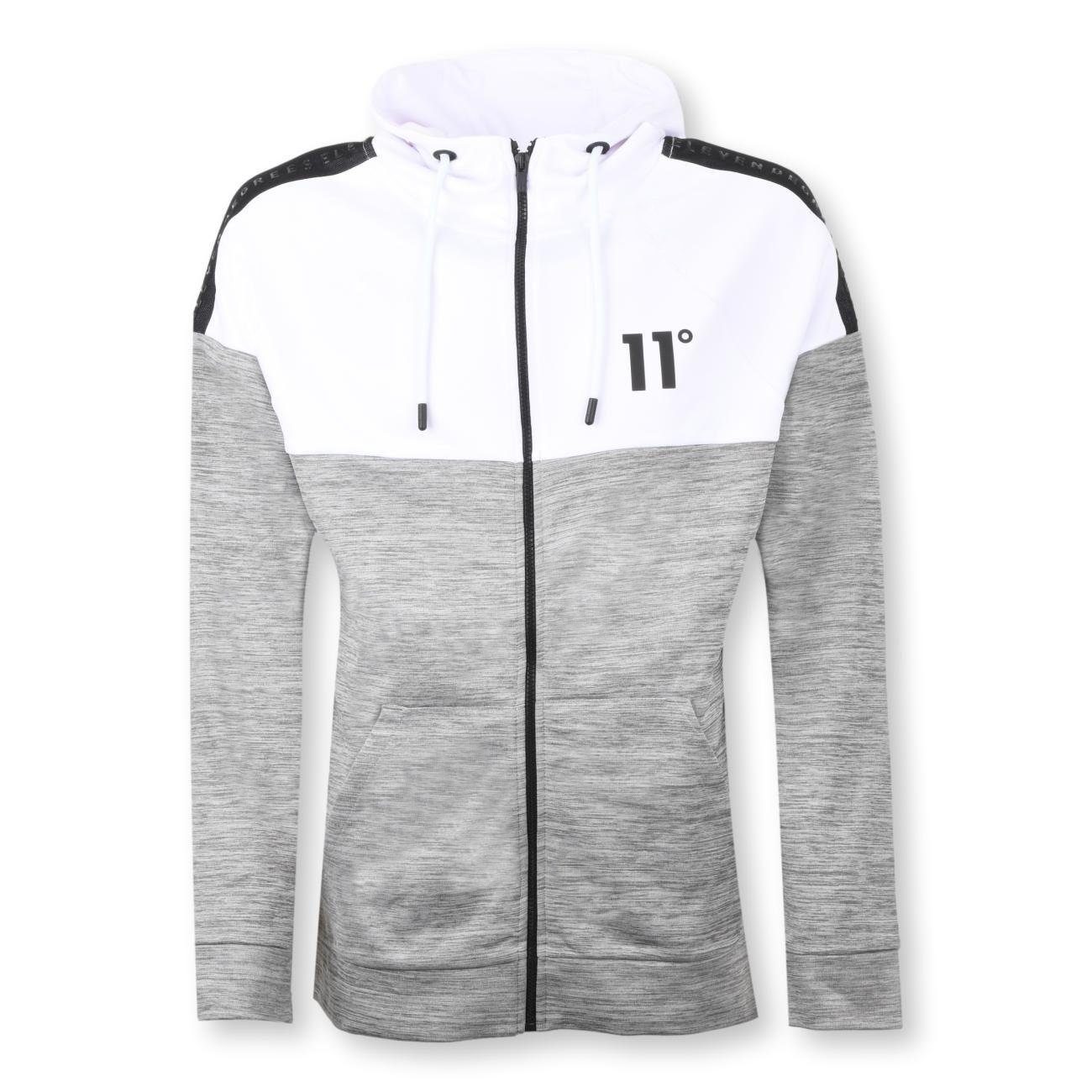 11 Degrees Kapuzensweatjacke / Sportjacke Herren White-Grey Melange