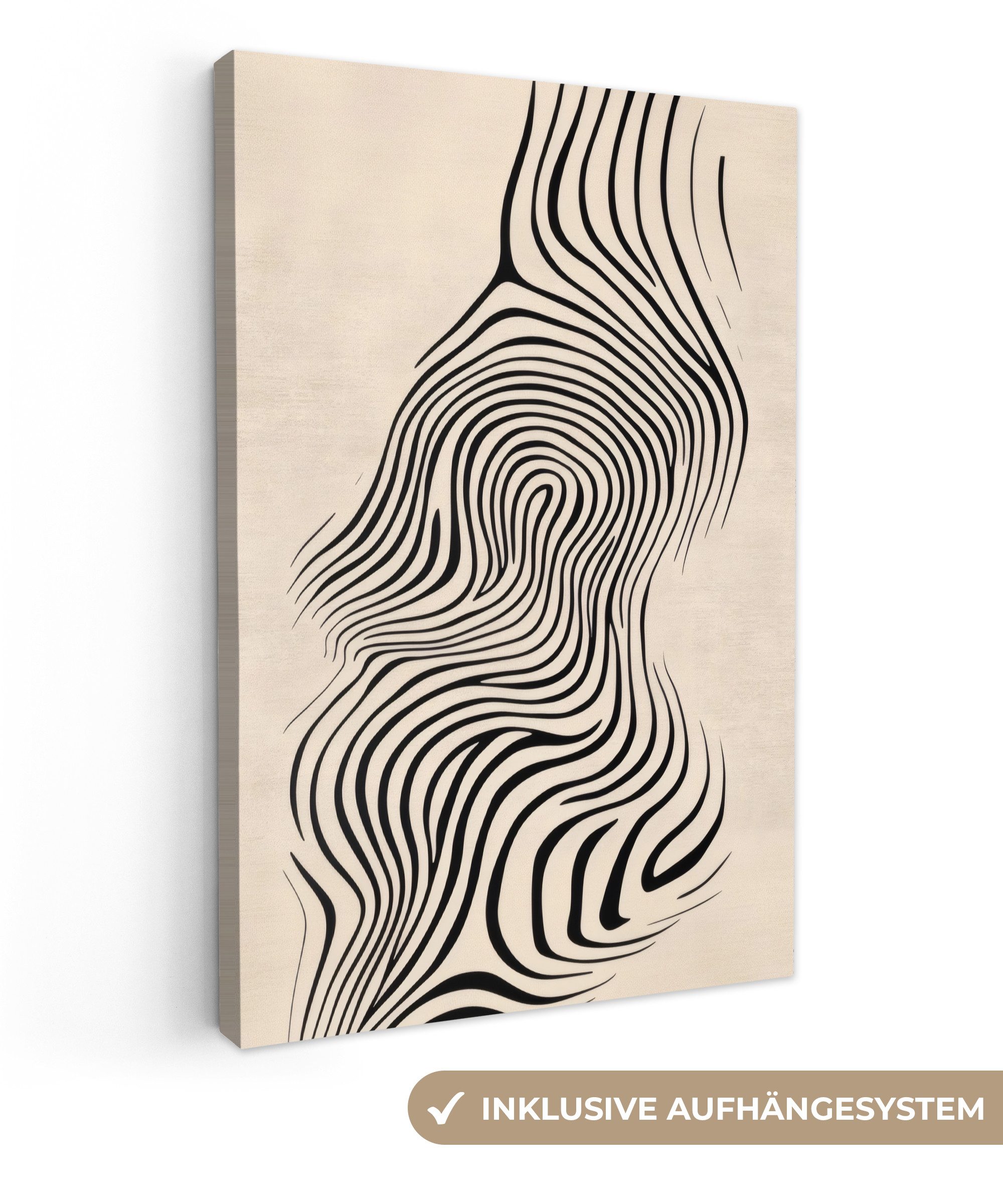 OneMillionCanvasses® Leinwandbild Linien - Abstrakt - Gewellt - Schwarz, Fo günstig online kaufen