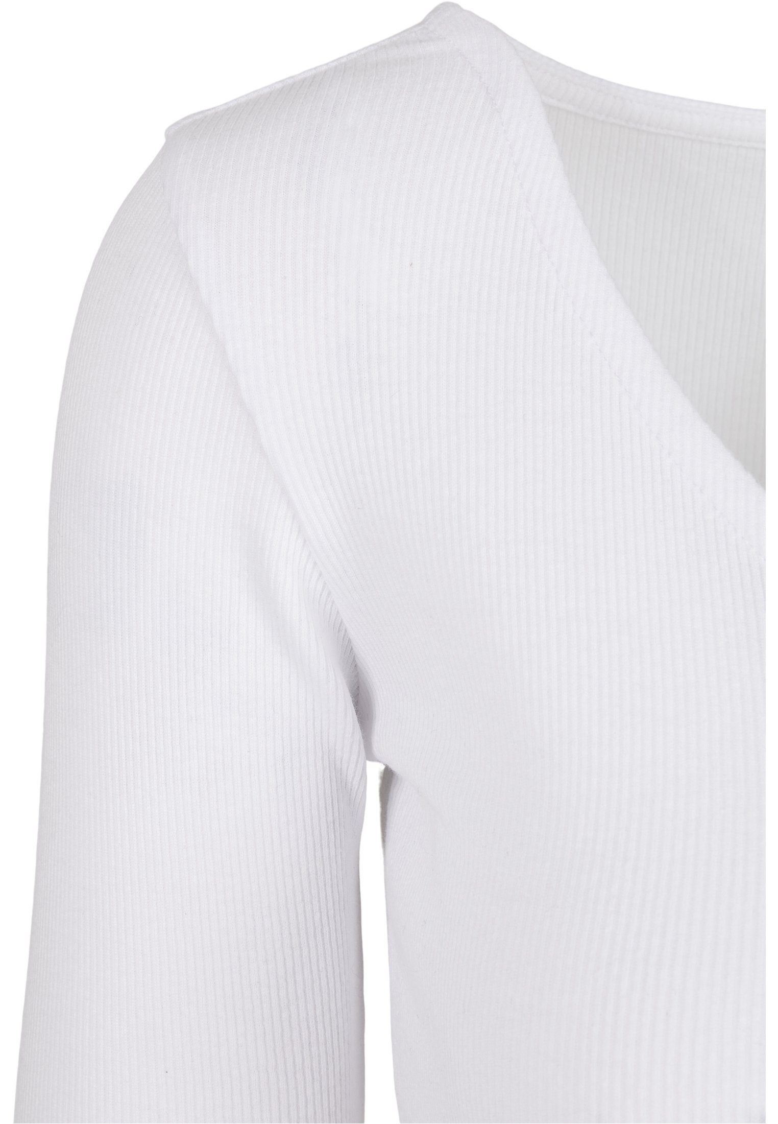 URBAN CLASSICS Langarmshirt Damen Ladies white Rib (1-tlg) Cropped Cardigan