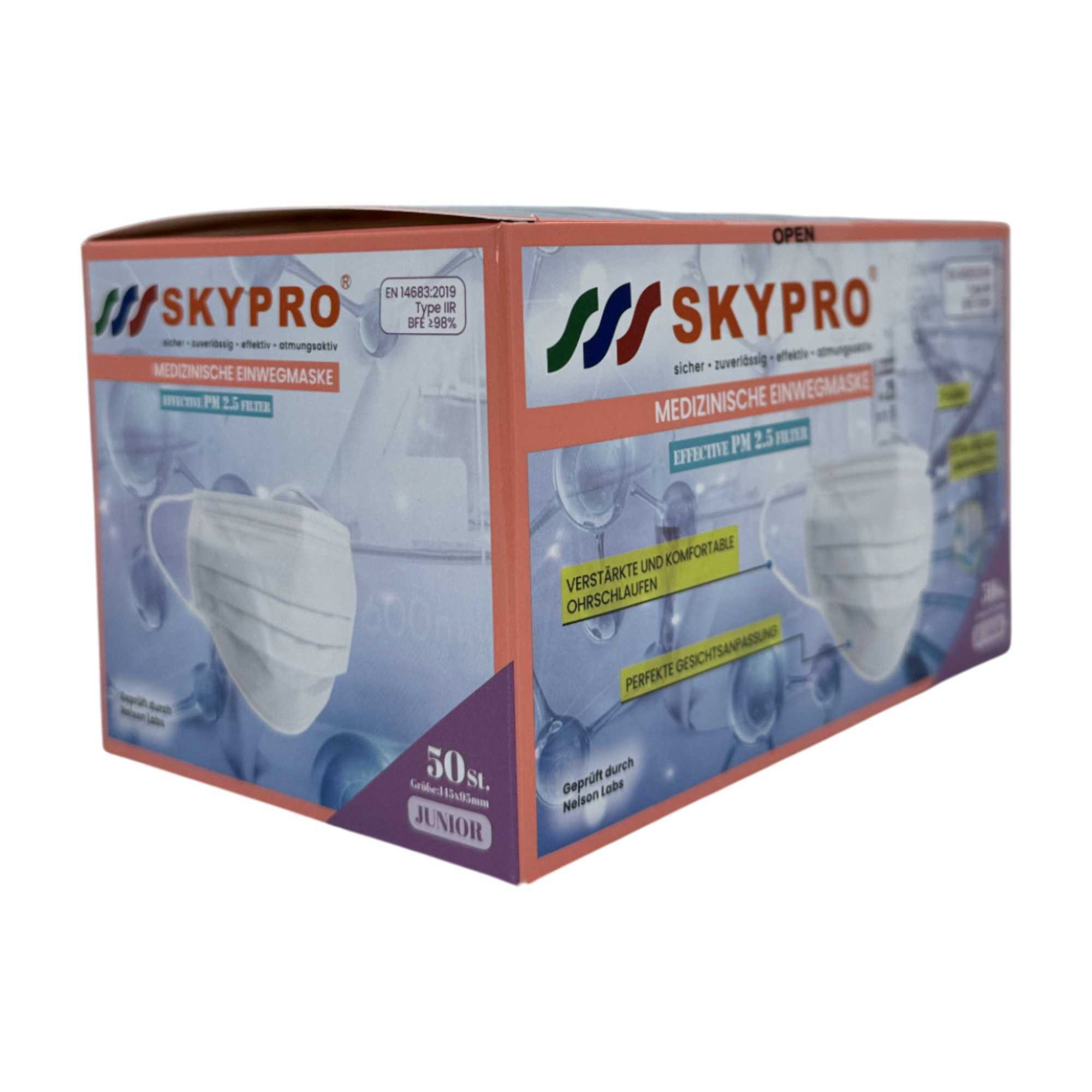 SKYPRO Mund-Nasen-Masken SKYPRO - medizinische Einwegmaske für Kinder, weiß - 50 Stück