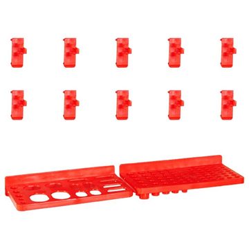 vidaXL Werkzeugbox 29-tlg. Sichtlagerkasten-Set mit Wandhalterung Rot und Schwarz (29 St)