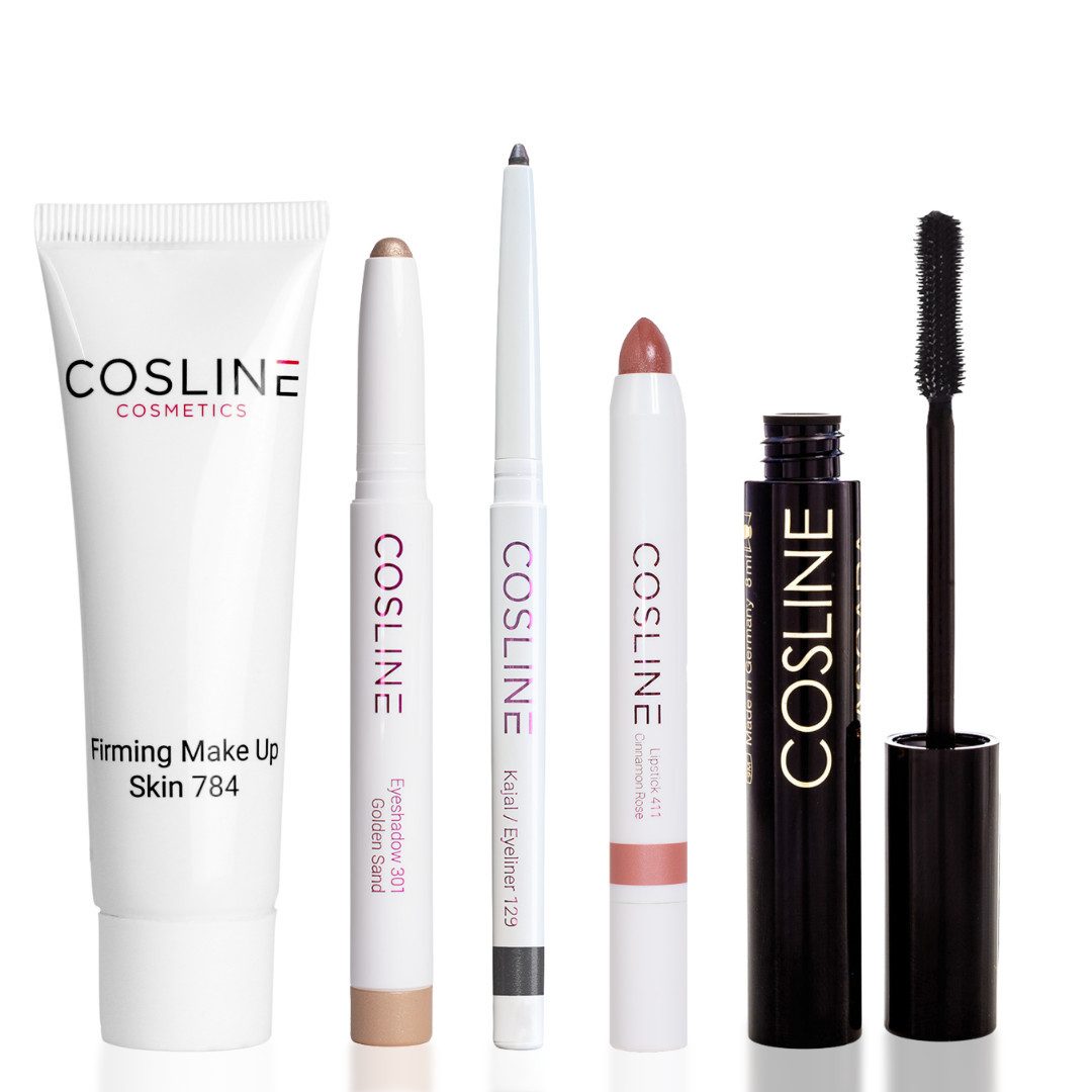 Cosline Cosmetics Schmink-Set Starter-Set, 5-tlg., 5 Produkte, Schminkset für Anfänger, hochwertige Qualität, hautfreundlich