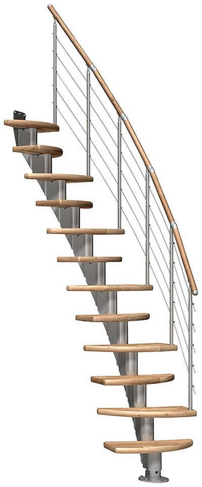 Dolle Mittelholmtreppe »Berlin«, für Geschosshöhen bis 292 cm, Stufen offen, Eiche, variabler Treppenlauf