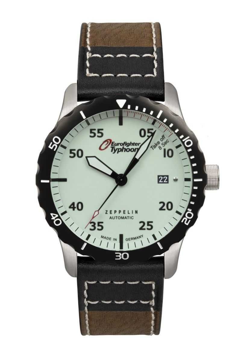 ZEPPELIN Automatikuhr Eurofighter Typhoon Herrenuhr 7268-5 Lederband 43 mm, Made in Germany