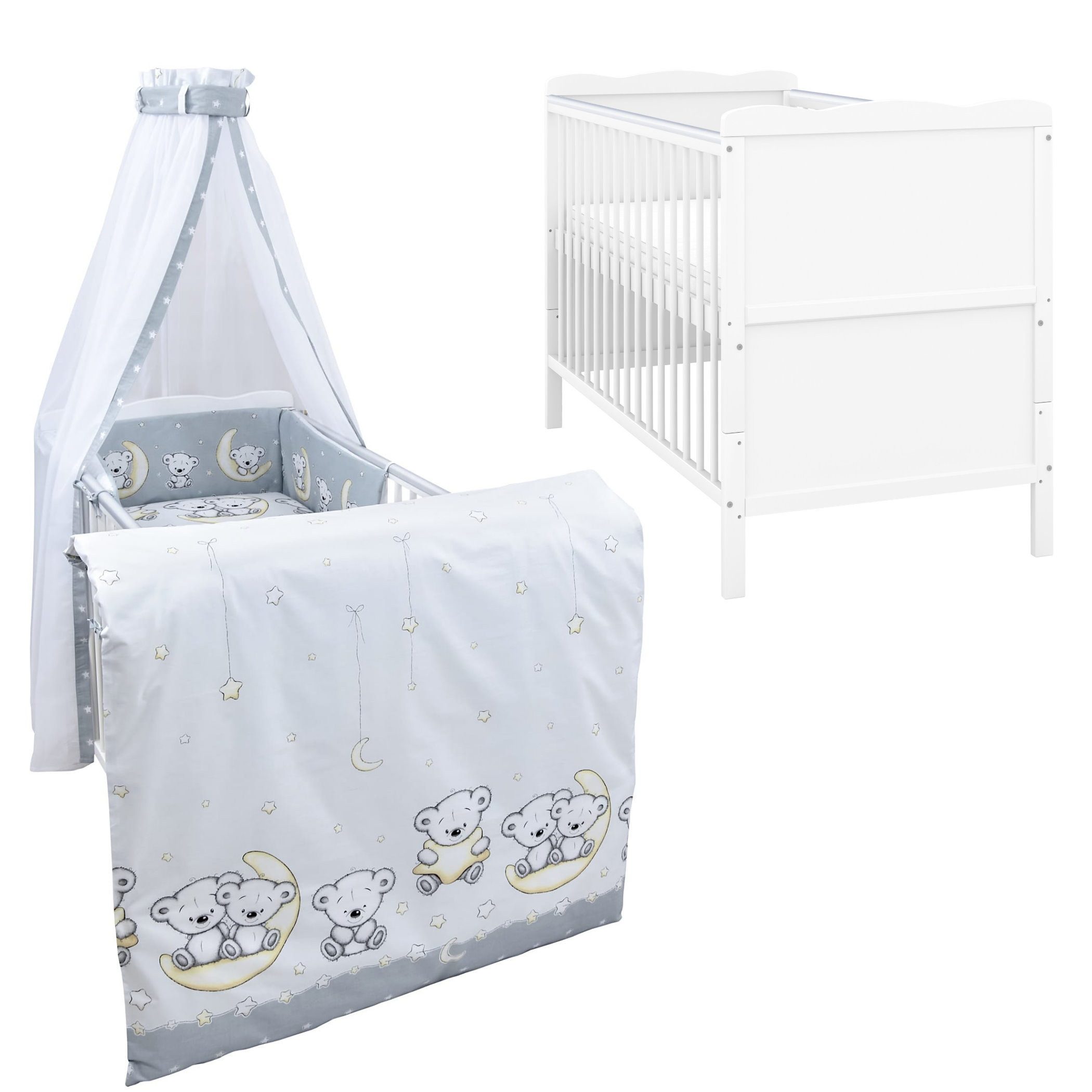 Komplettbett Babybett Jack Komplettset Waffelpique