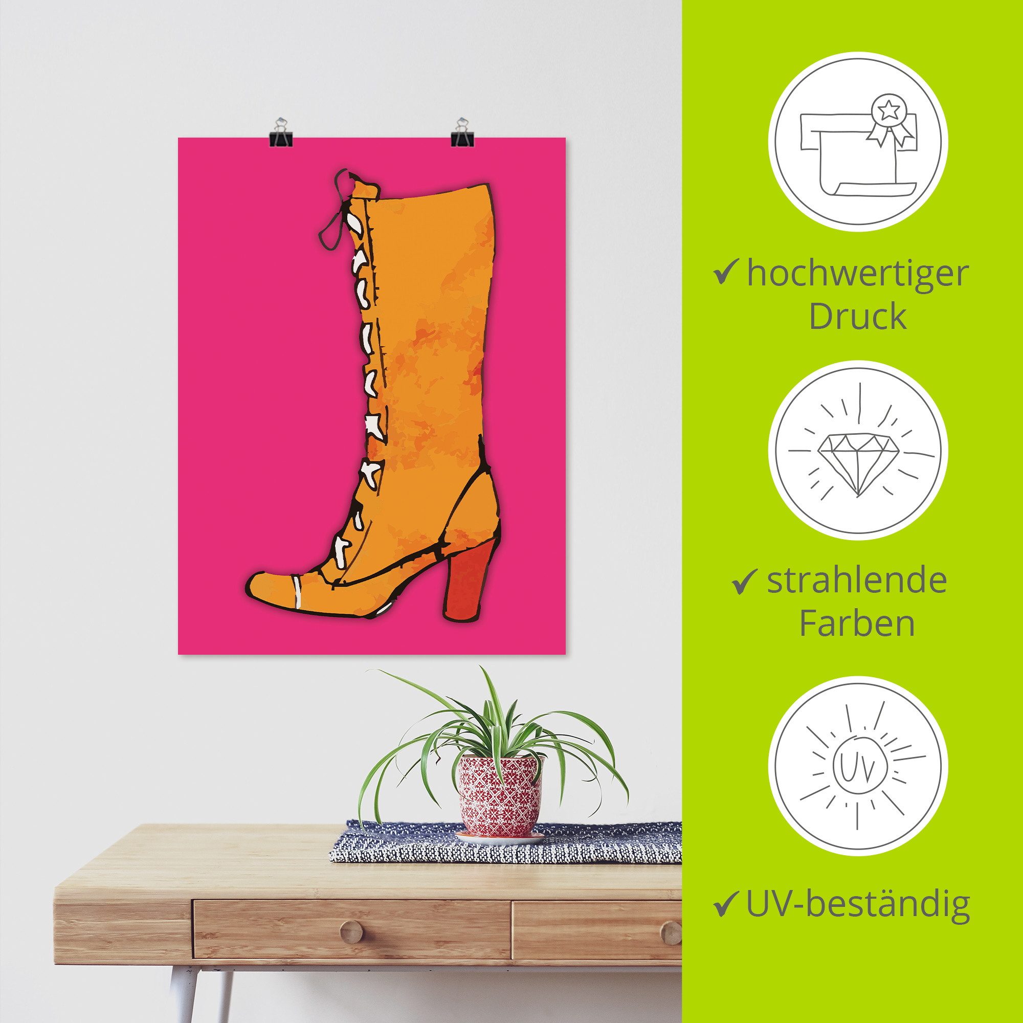 Artland Wandbild Stiefel, Fashion (1 St), als Alubild, Leinwandbild, Poster, Wandaufkleber in verschied. Größen