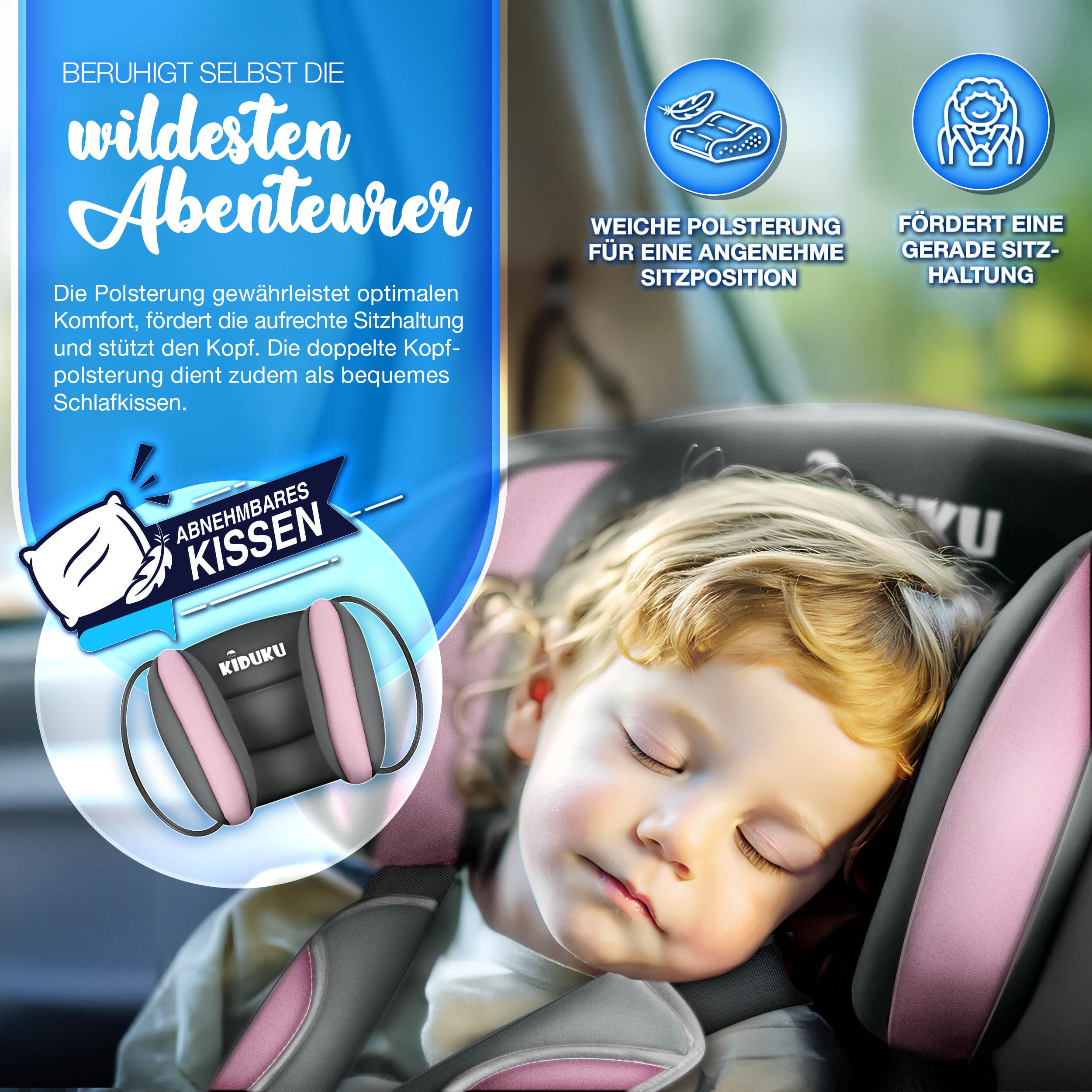KIDUKU Autokindersitz Kindersitz 9-36 kg (1-12 Jahre), Autositz ECE R 129/03, Kinderautositz Gruppe 1/2/3