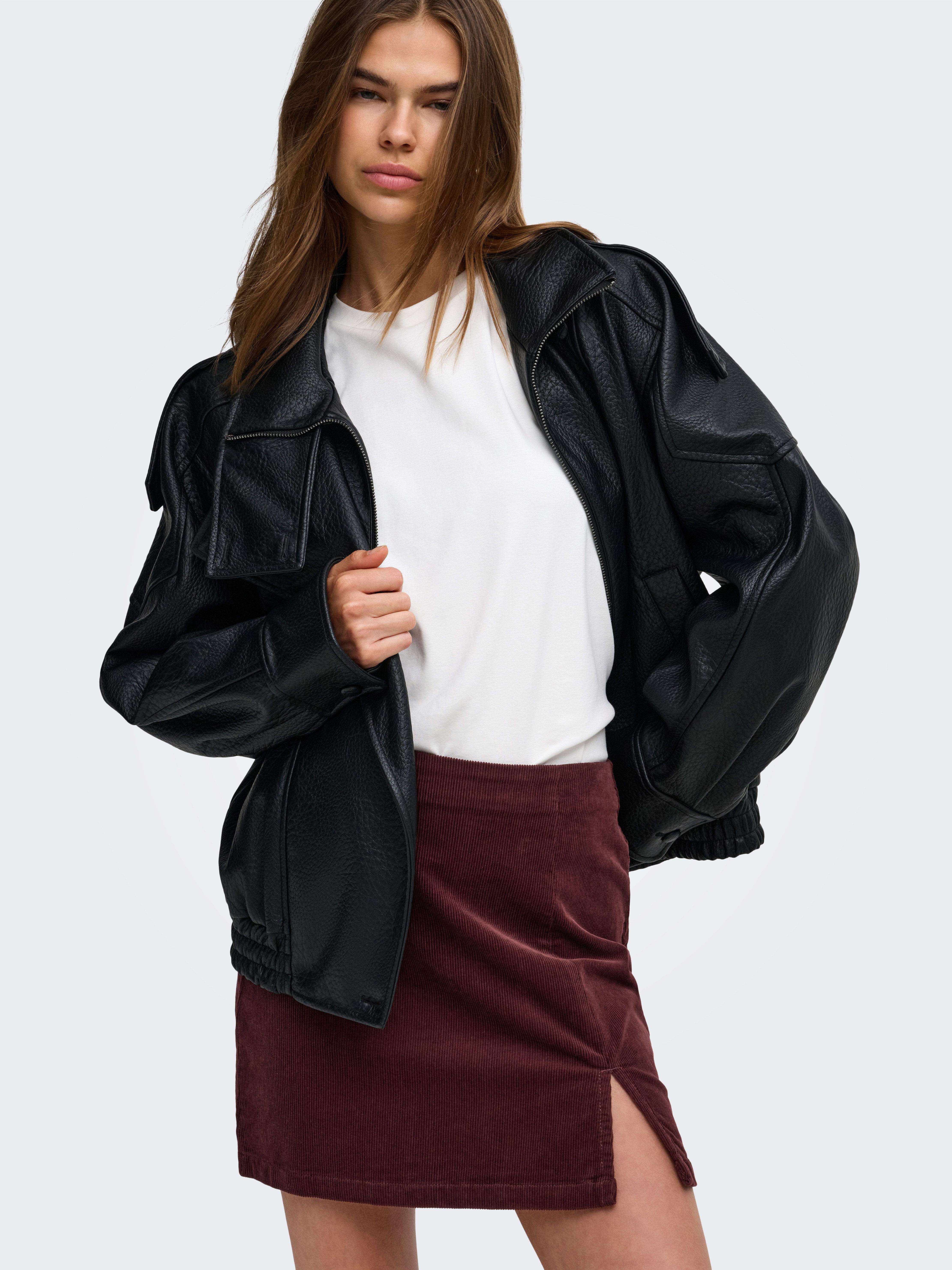 ONLY Cordrock ONLFLORA HW CORD SHORT SLIT SKIRT PNT Baumwollmischung – Bild 3 von 5