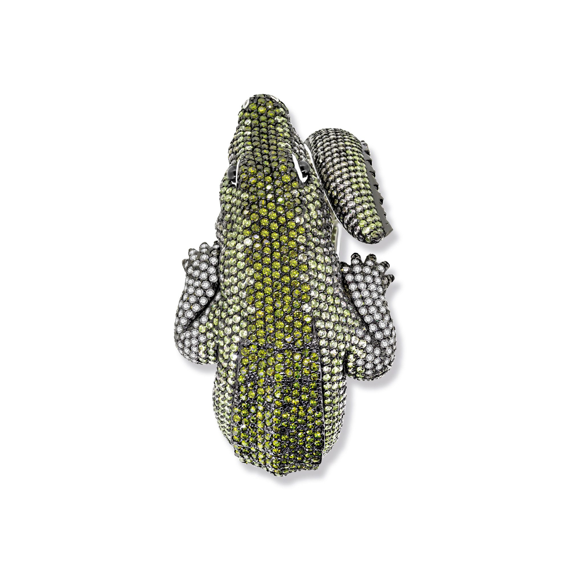Seinerzeit FLORA & FAUNA Silberarmband Charles Krokodil Armreif (1-tlg), Material: 925 Sterling Silber, rhodiniert, geschwärzt